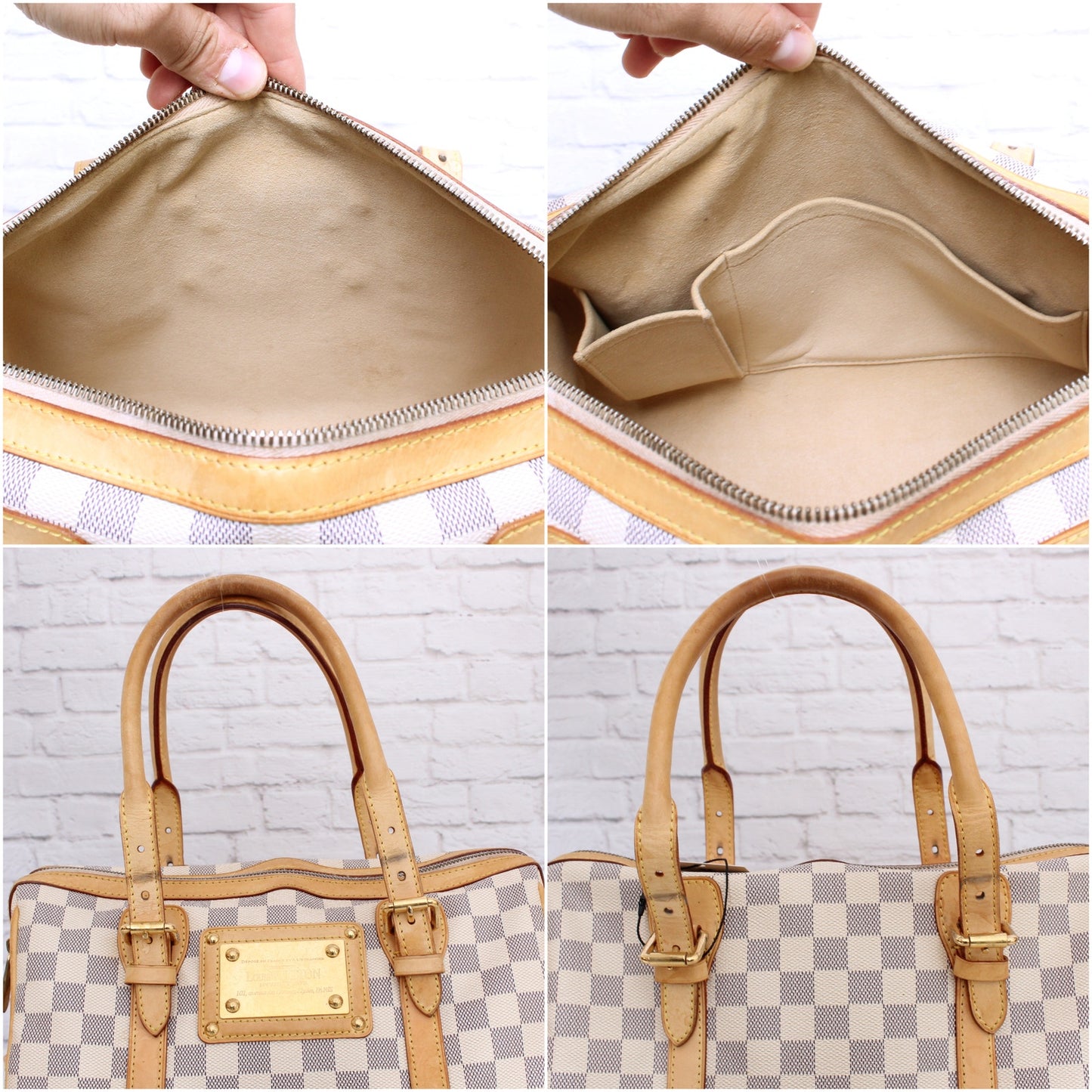 Louis Vuitton Berkeley Damier Azur Tote Shoulder Bag White Boston Duffle A5343