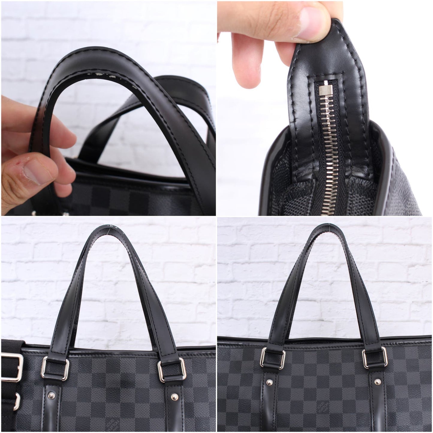 Louis Vuitton Tadao PM Tote Damier Graphite Shoulder Zip Gray Leather