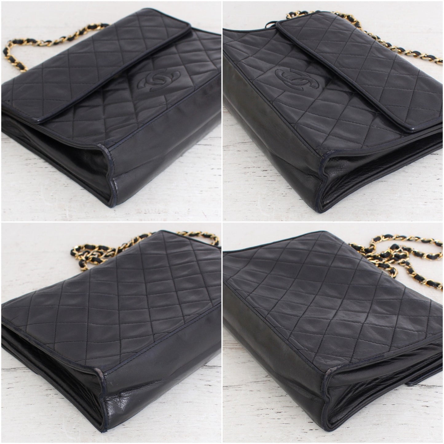 Chanel Matelasse Quilted Lambskin Black Leather Bag