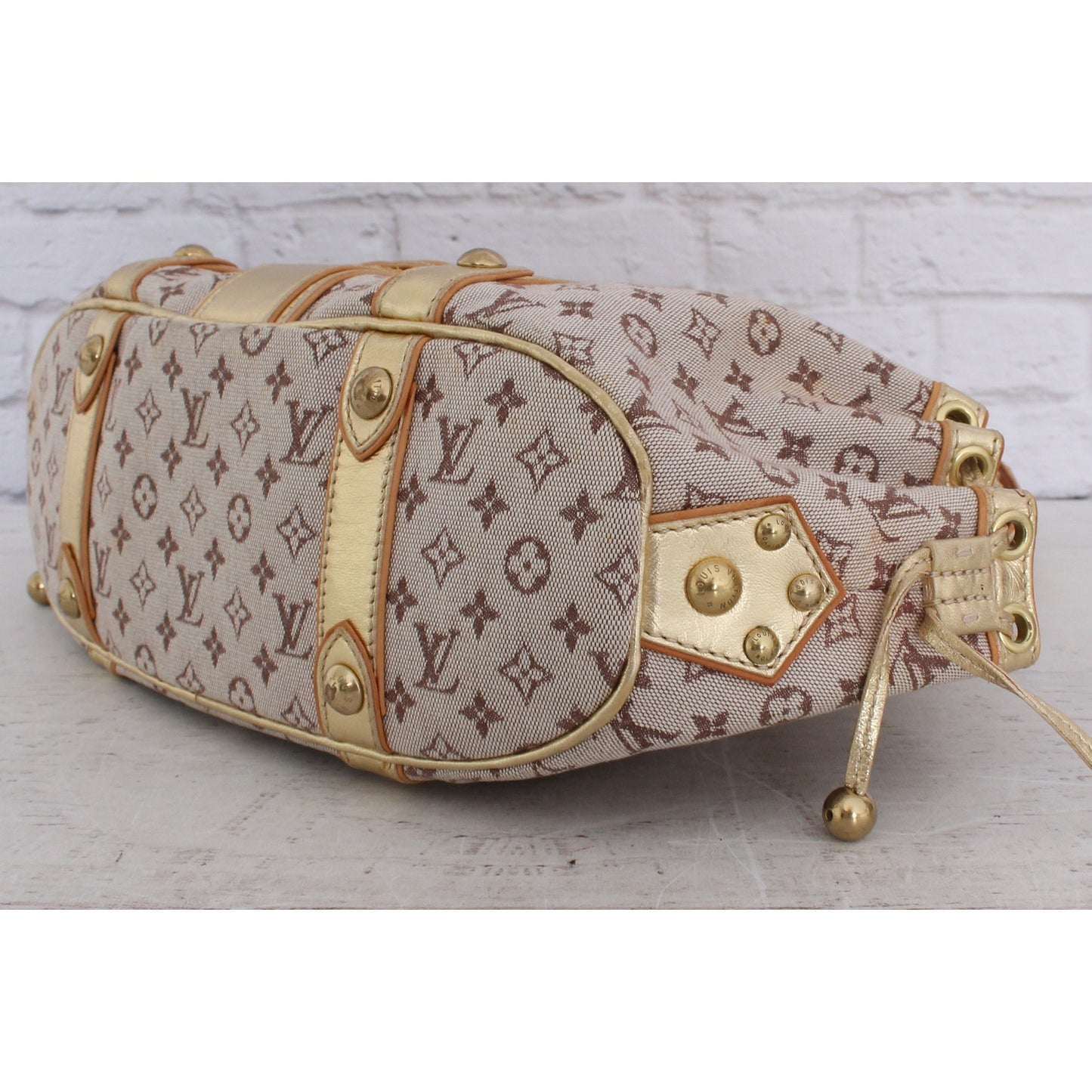 Louis Vuitton Theda Gold Khaki Mini Lin Satchel