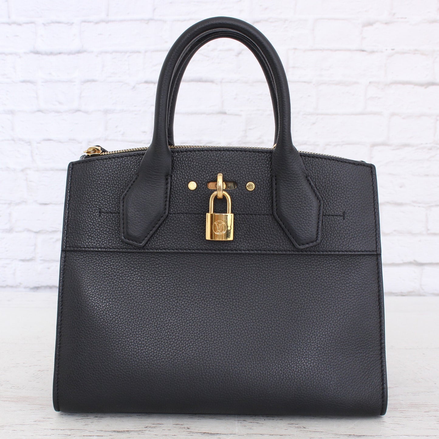 Louis Vuitton City Steamer PM Black Calfskin Leather Satchel