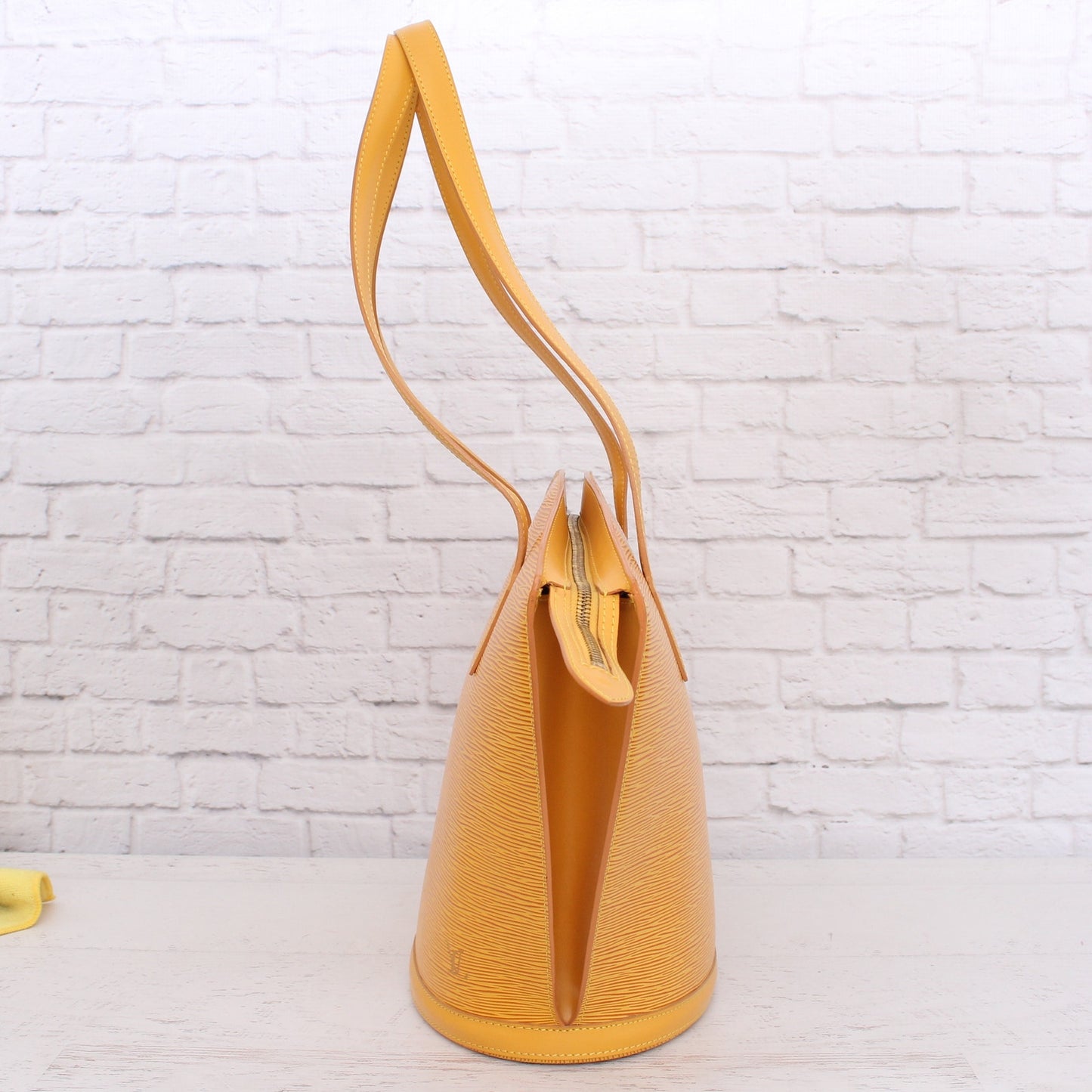 Louis Vuitton Saint Jacques GM Yellow Epi Tote Shoulder Purse Handbag A3866