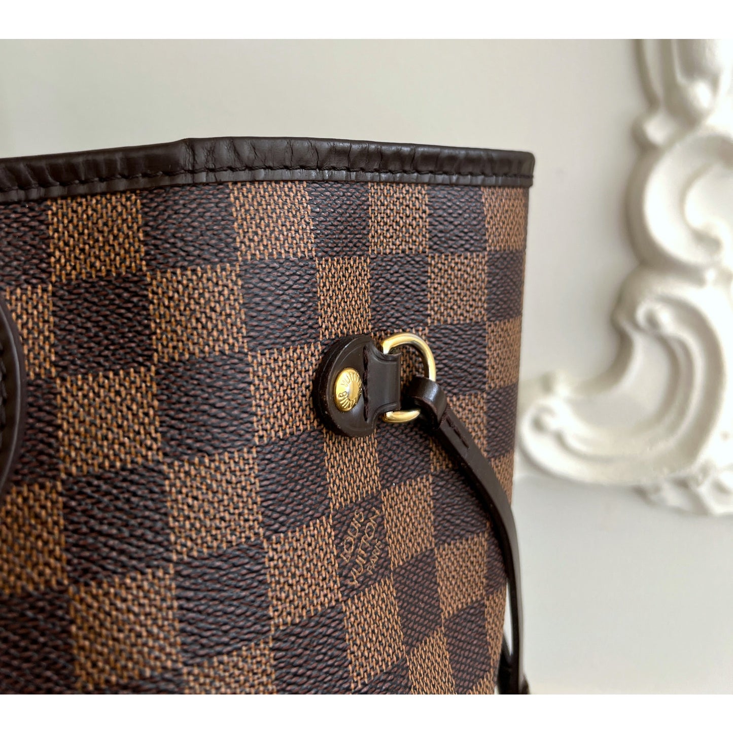 Louis Vuitton Neverfull MM Damier Ebene Leather Tote Shoulder LV Brown