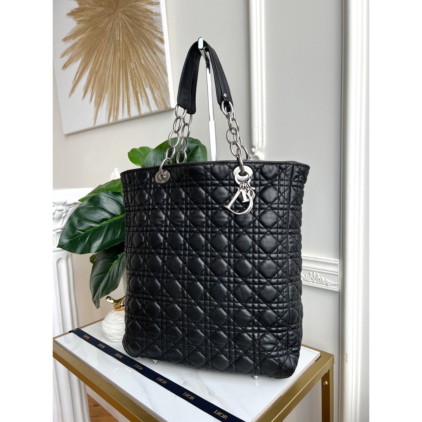 Dior Cannage Quilted Lambskin Black Tote