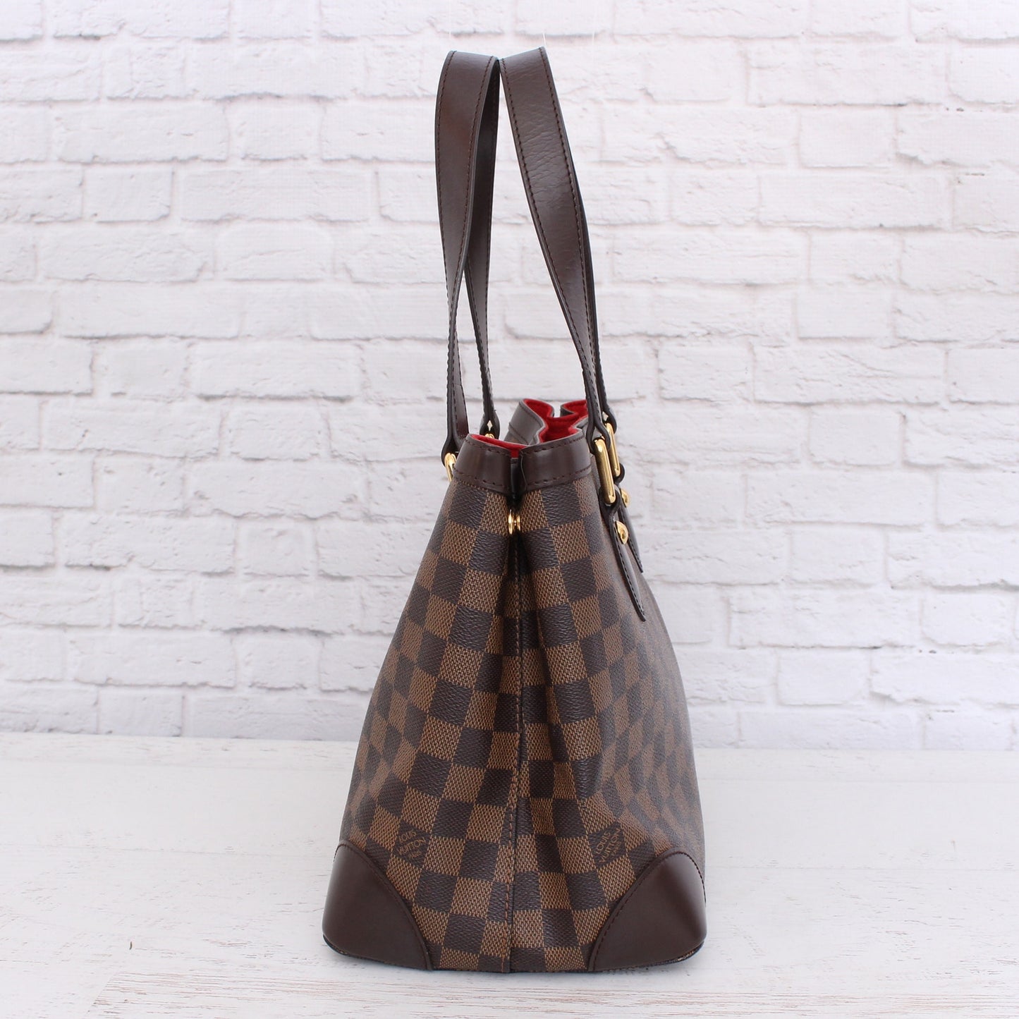 Louis Vuitton Hampstead PM Damier Ebene Tote Brown Shoulder Bag Purse LV A3535