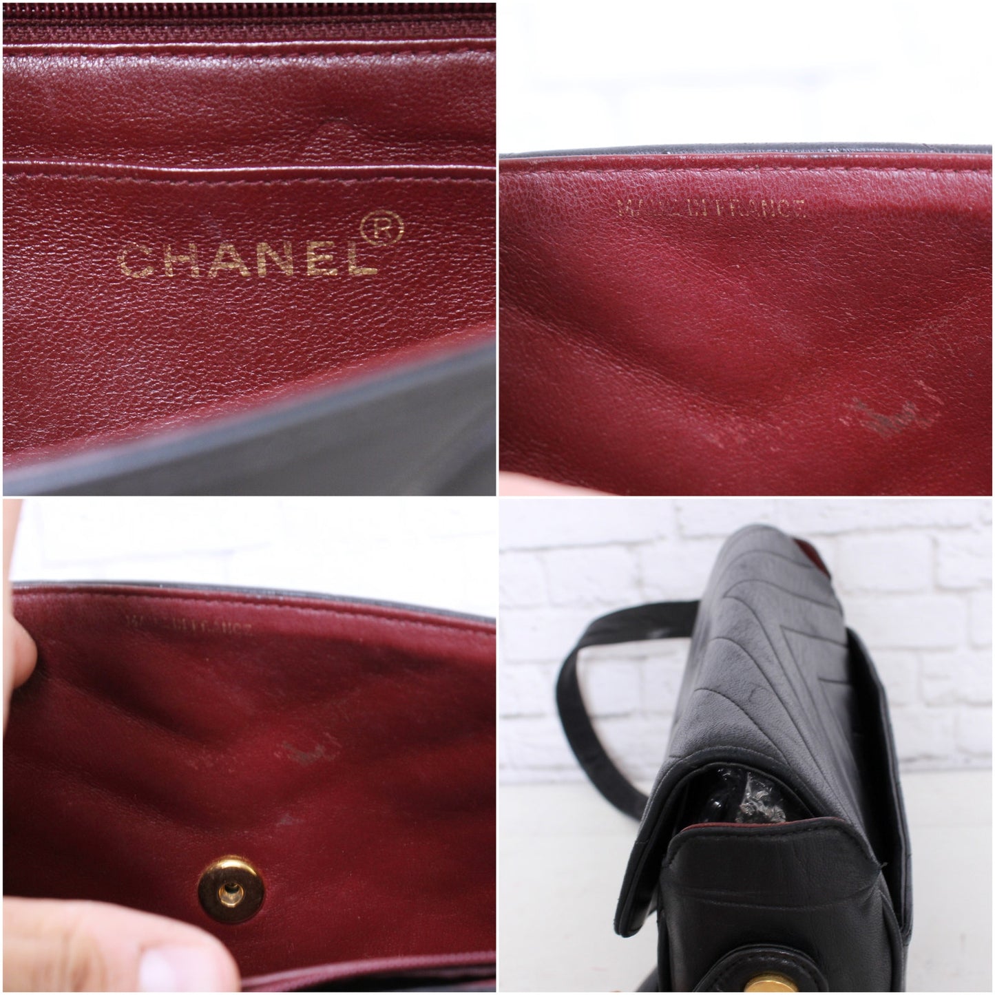 Chanel Envelope Flap V Stitch Black Lambskin Leather Shoulder Bag Purse A4747