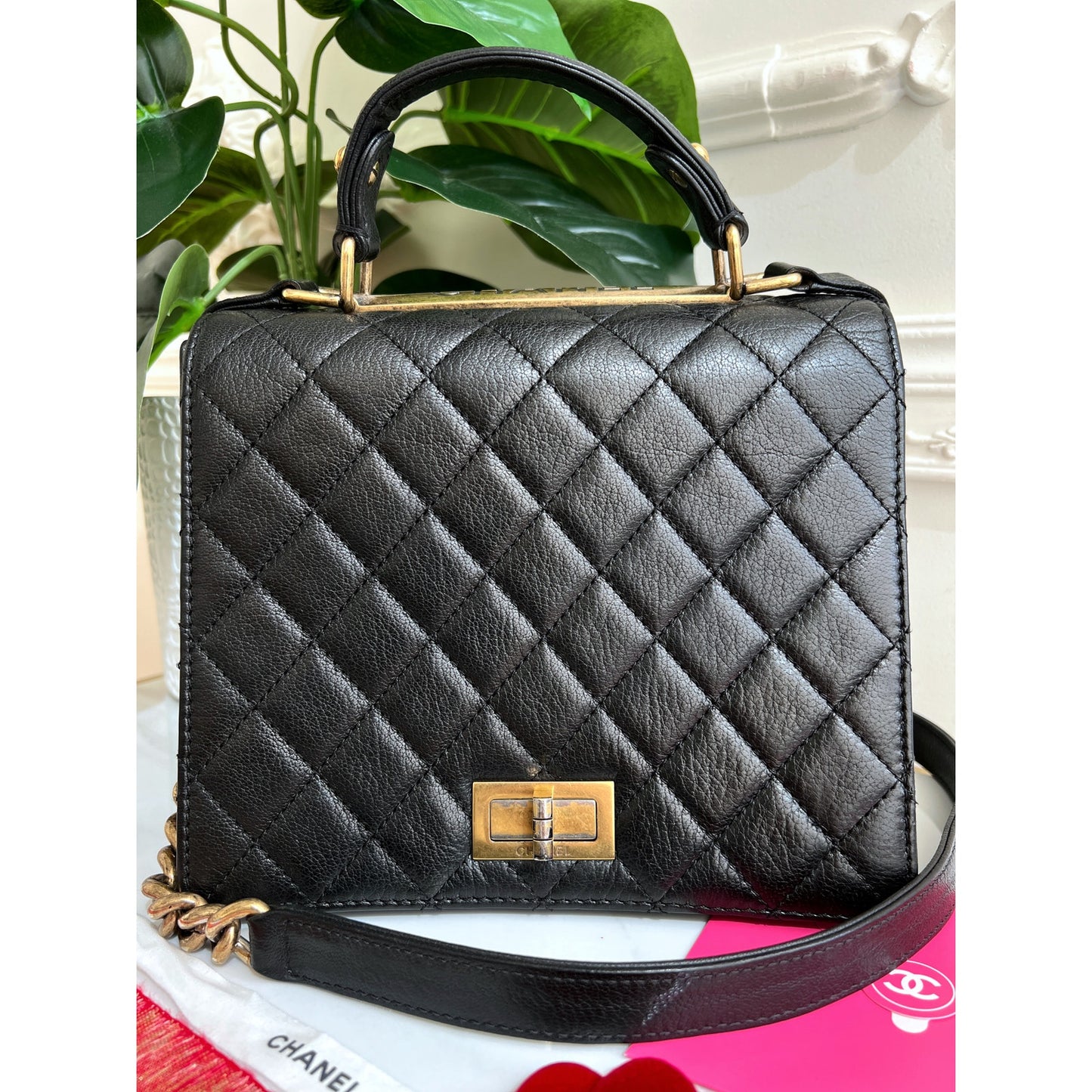 Chanel Rita Quilted Lambskin Black Leather Crossbody & Satchel Handbag