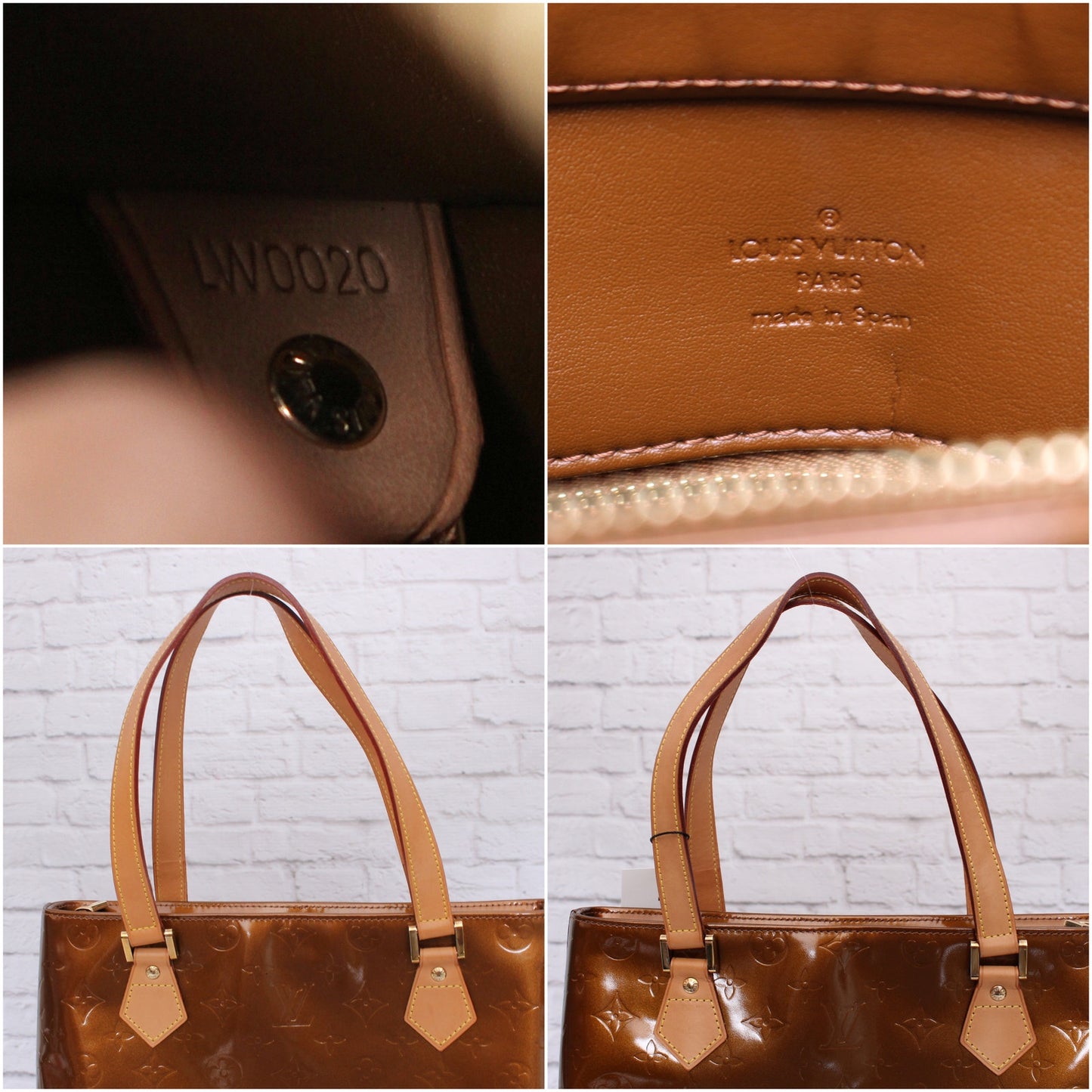 Louis Vuitton Houston Caramel Vernis Satchel Shoulder Handbag Purse Tote A5121