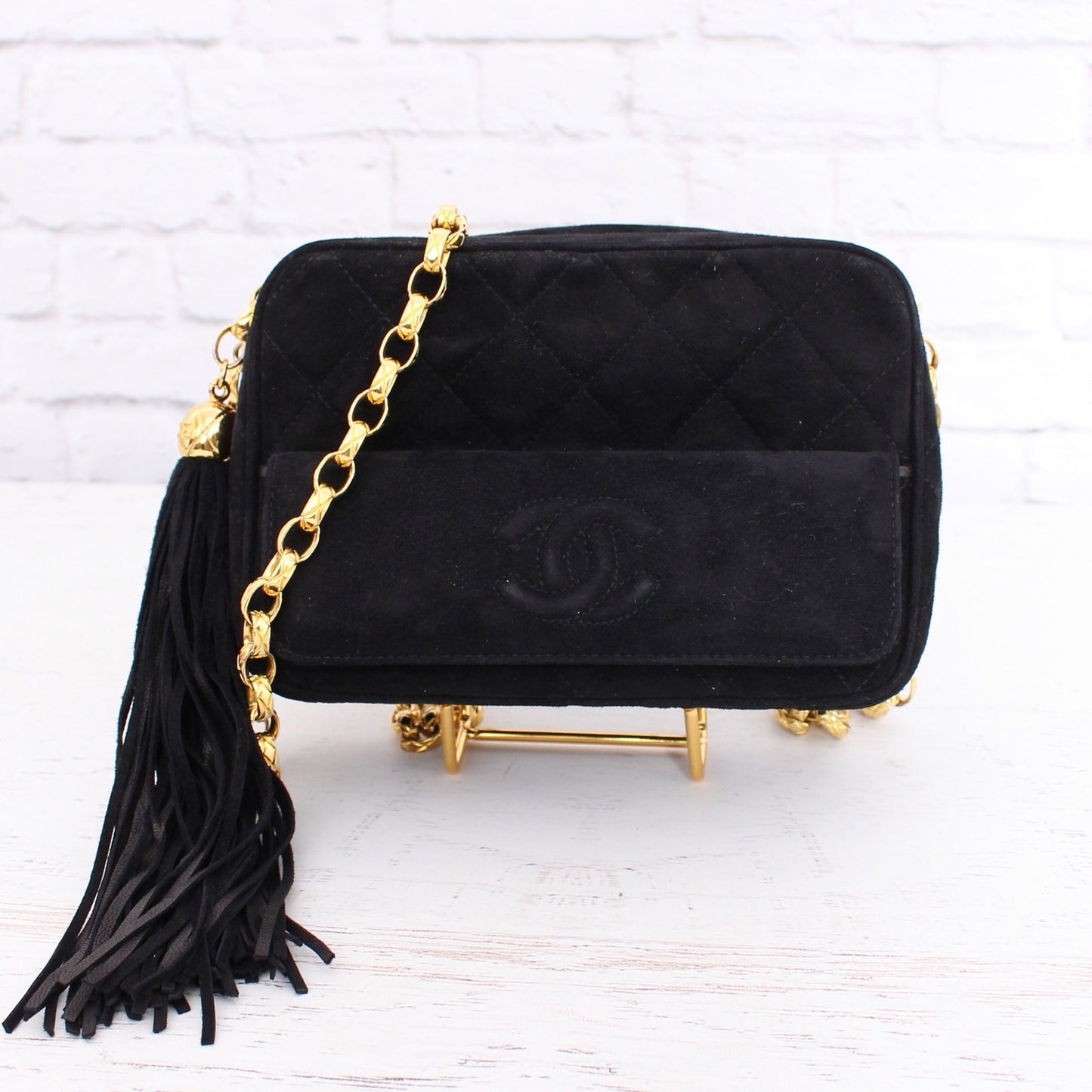 Chanel CC Camera Bag Black Suede Leather Crossbody and Shoulder Purse A3123