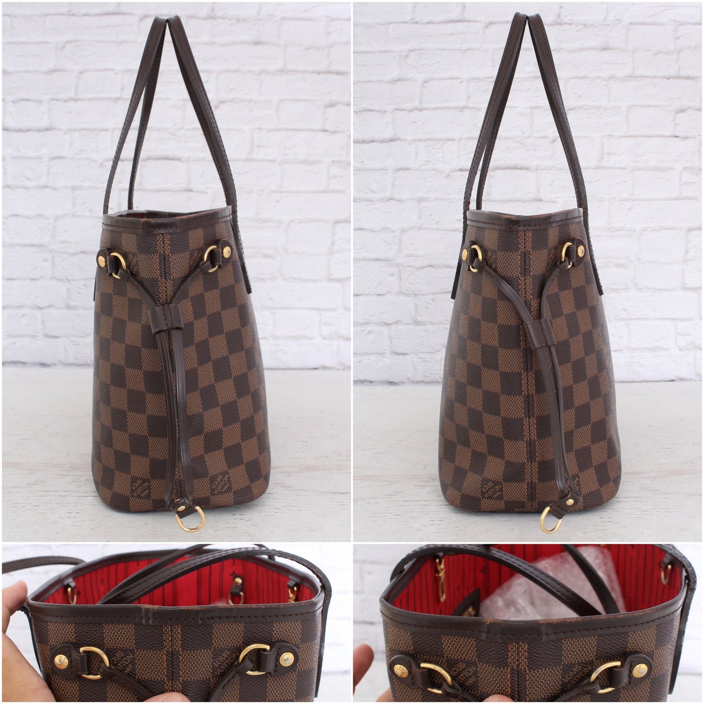 Louis Vuitton Neverfull PM Small Damier Ebene Leather Tote