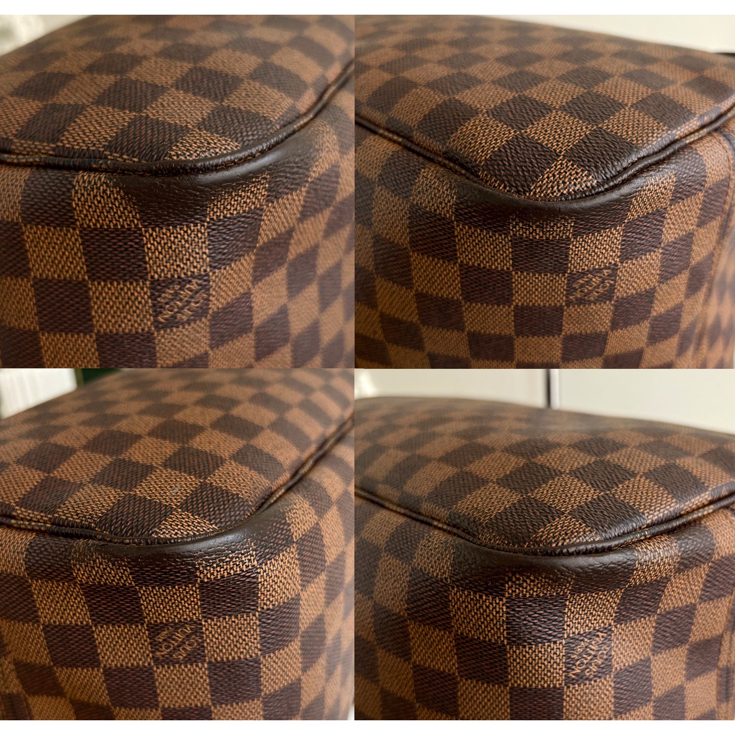 Louis Vuitton Neverfull MM Damier Ebene Leather Tote Shoulder LV Brown