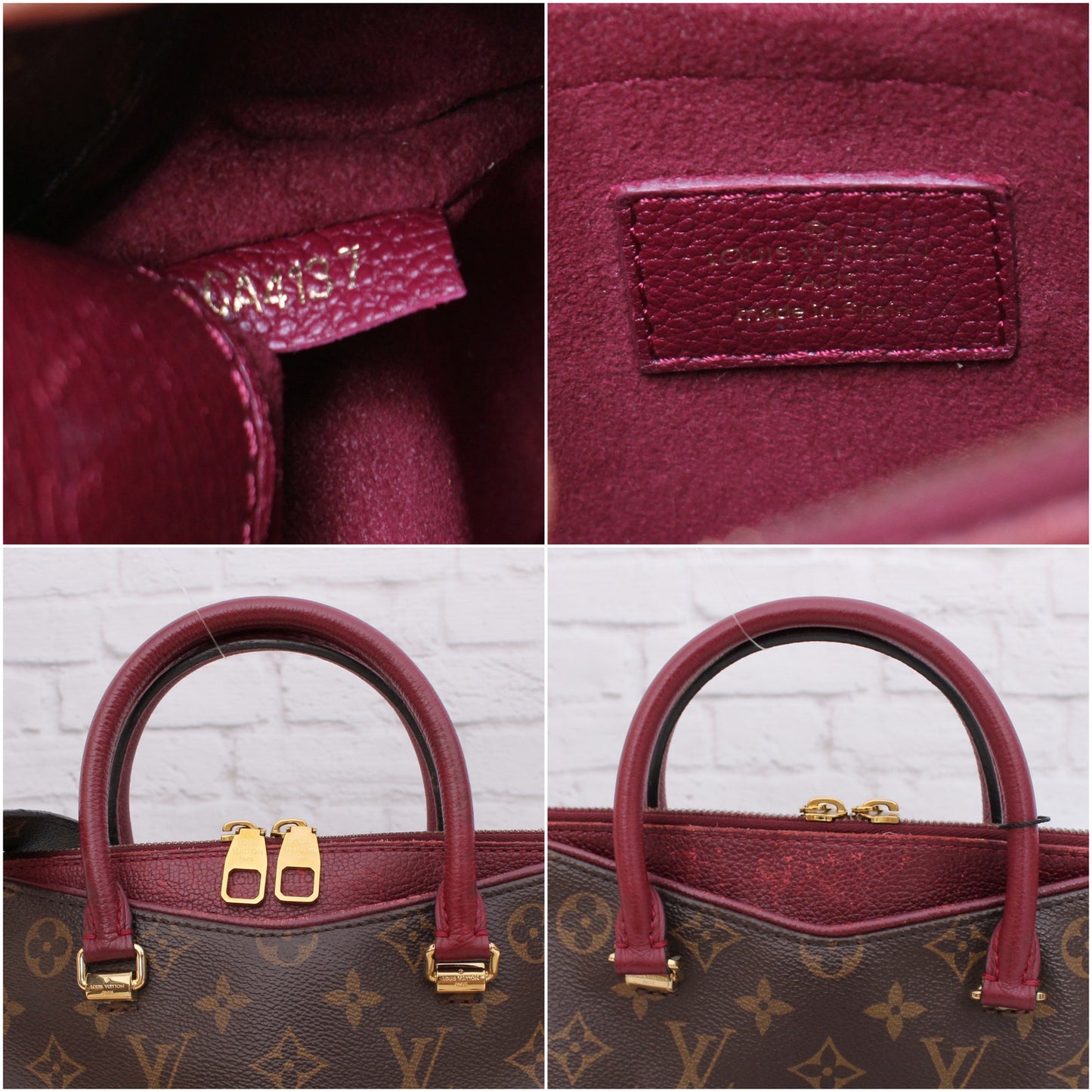 Louis Vuitton Pallas BB Monogram Raisin Satchel Crossbody Purse Tote A5089