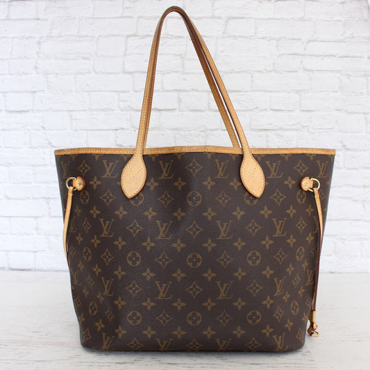 Louis Vuitton Neverfull MM Monogram Tote Shoulder Brown Beige Leather