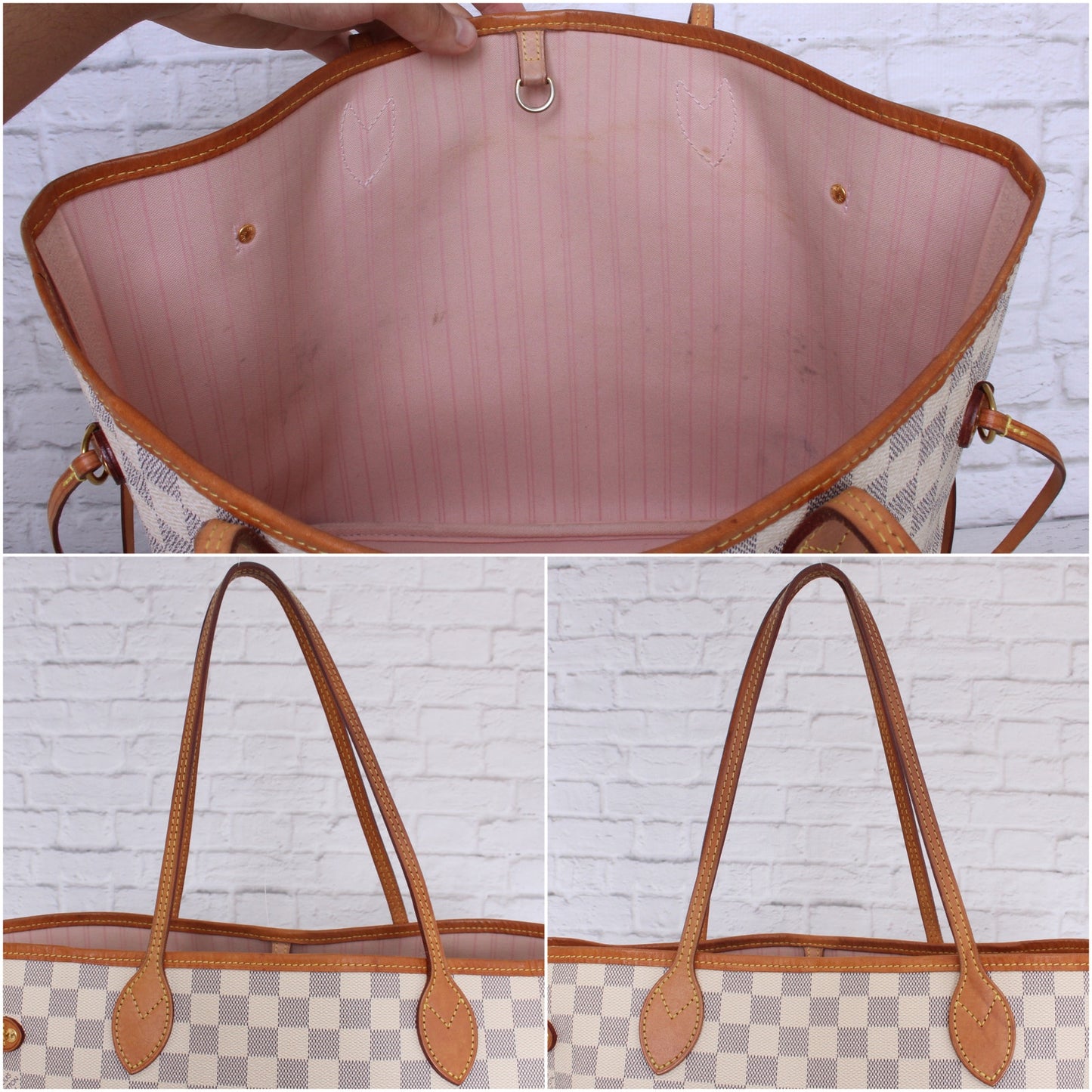 Louis Vuitton Neverfull MM with Pouch Damier Azur Pink