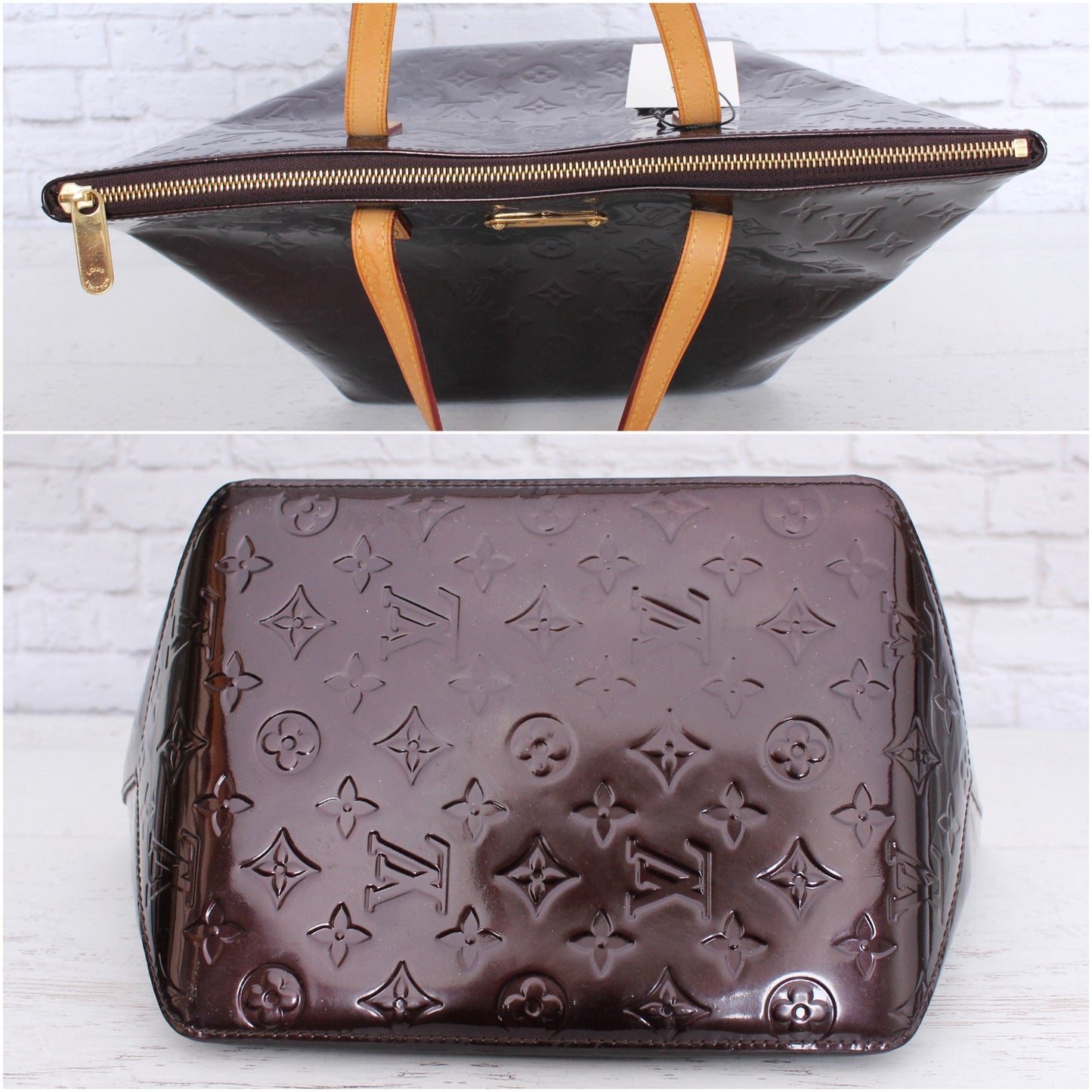 Louis Vuitton Bellevue PM Amarante Vernis Satchel Shoulder Tote Purse A5102