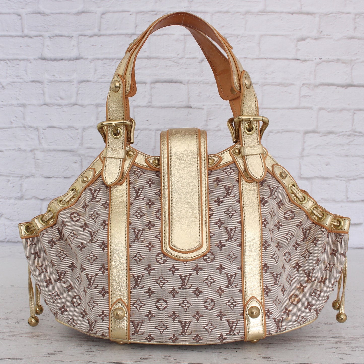 Louis Vuitton Theda Gold Khaki Mini Lin Satchel