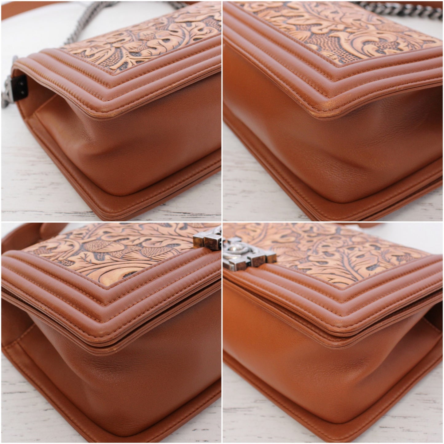 Chanel Paris-Dallas Corboda Boy Bag Embosed Calfskin Shoulder Crossbody A4817