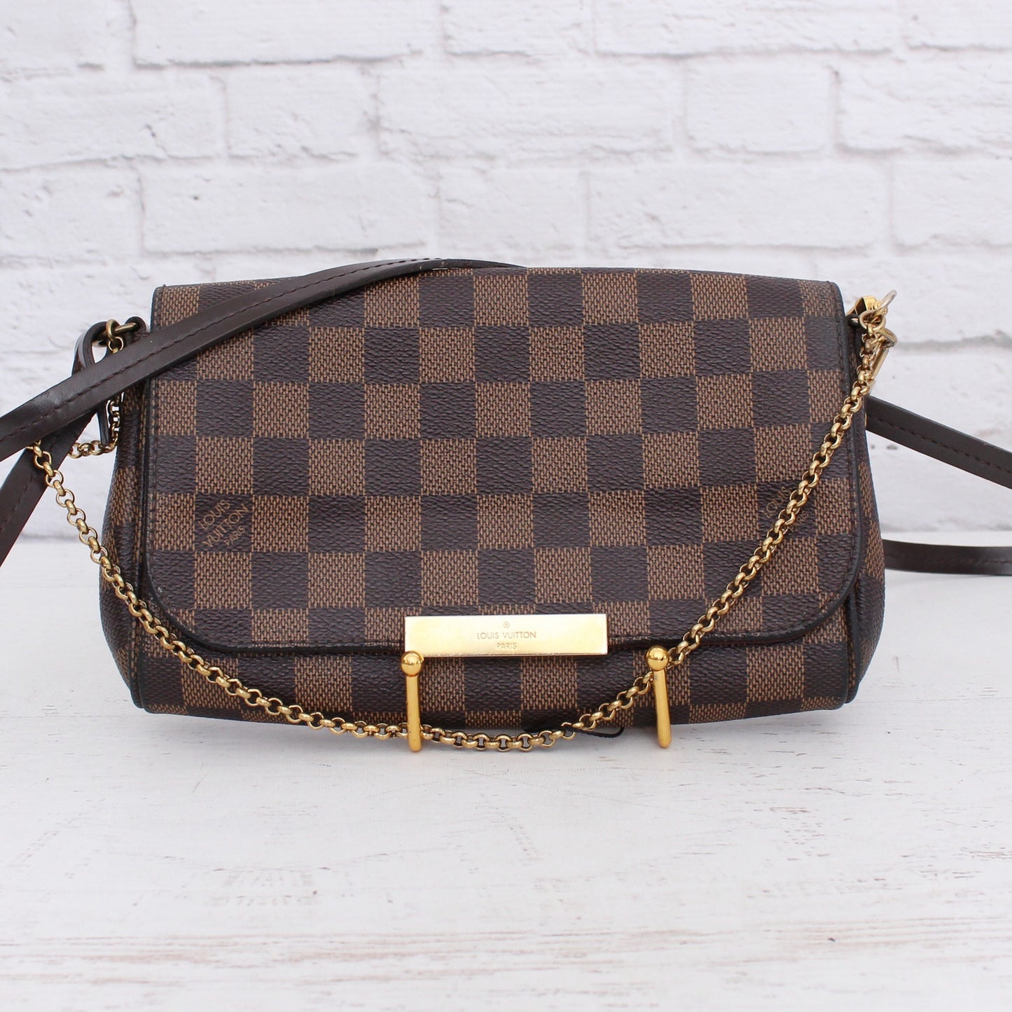 Louis Vuitton Favorite PM Damier Ebene Crossbody & Shoulder Purse Women A5530