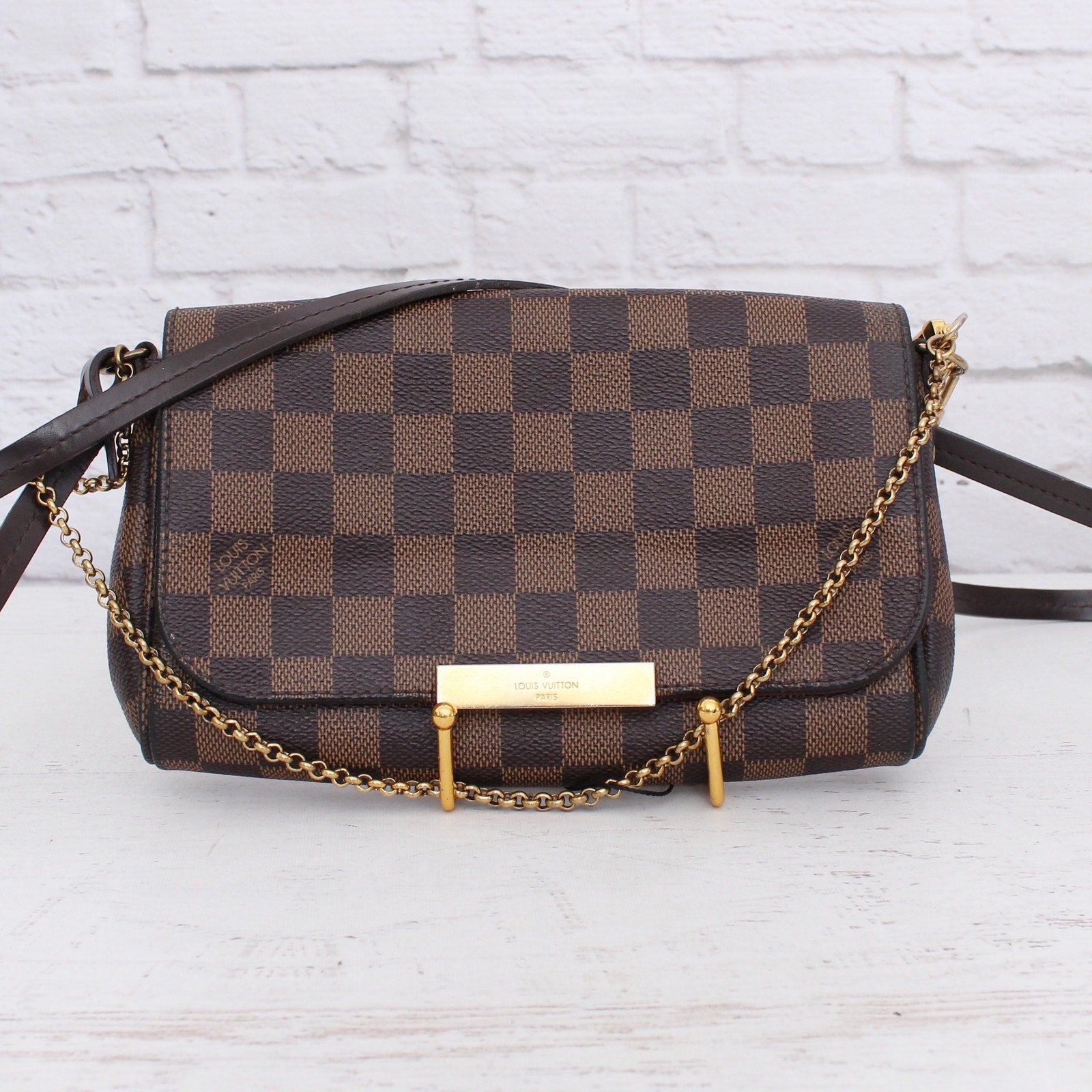Louis Vuitton Favorite PM Damier Ebene Crossbody & Shoulder Purse Women A5530