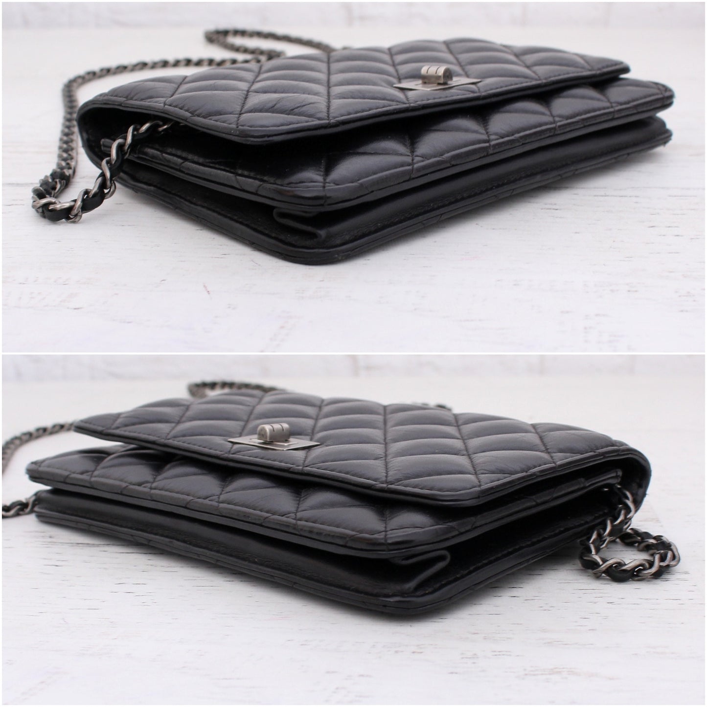 Chanel Wallet on Chain Black Lambskin Leather Purse A3960