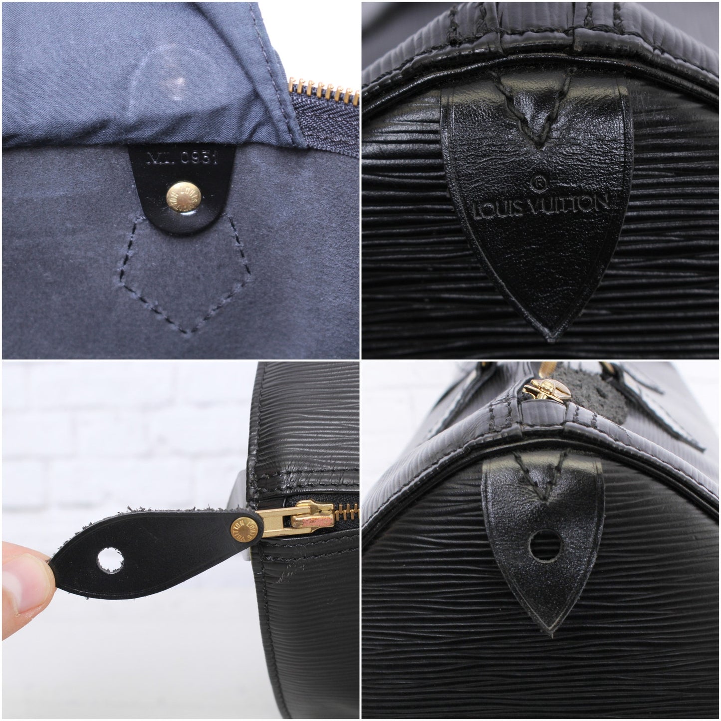 Louis Vuitton Speedy 35 Black Epi Satchel Purse Handbag Large Tote Boston A5367
