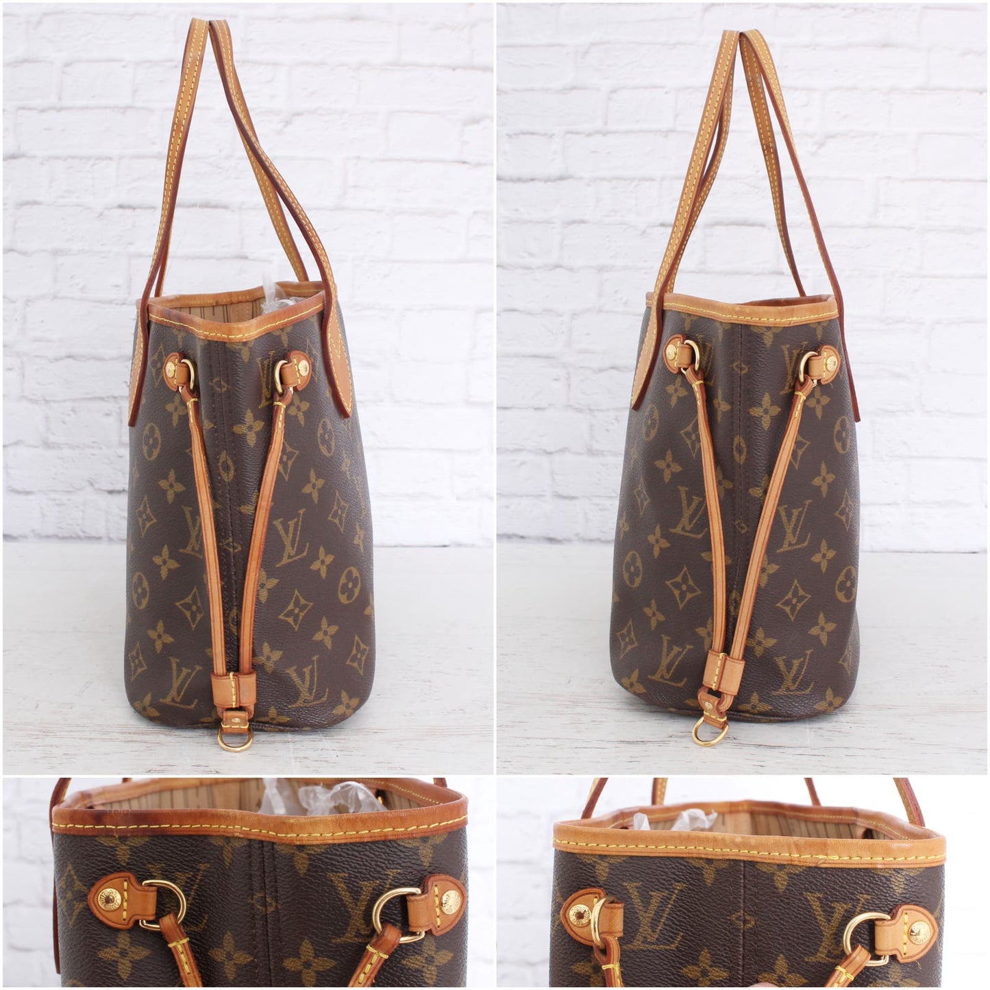 Louis Vuitton Neverfull PM Small Monogram Leather Tote Shoulder Bag LV