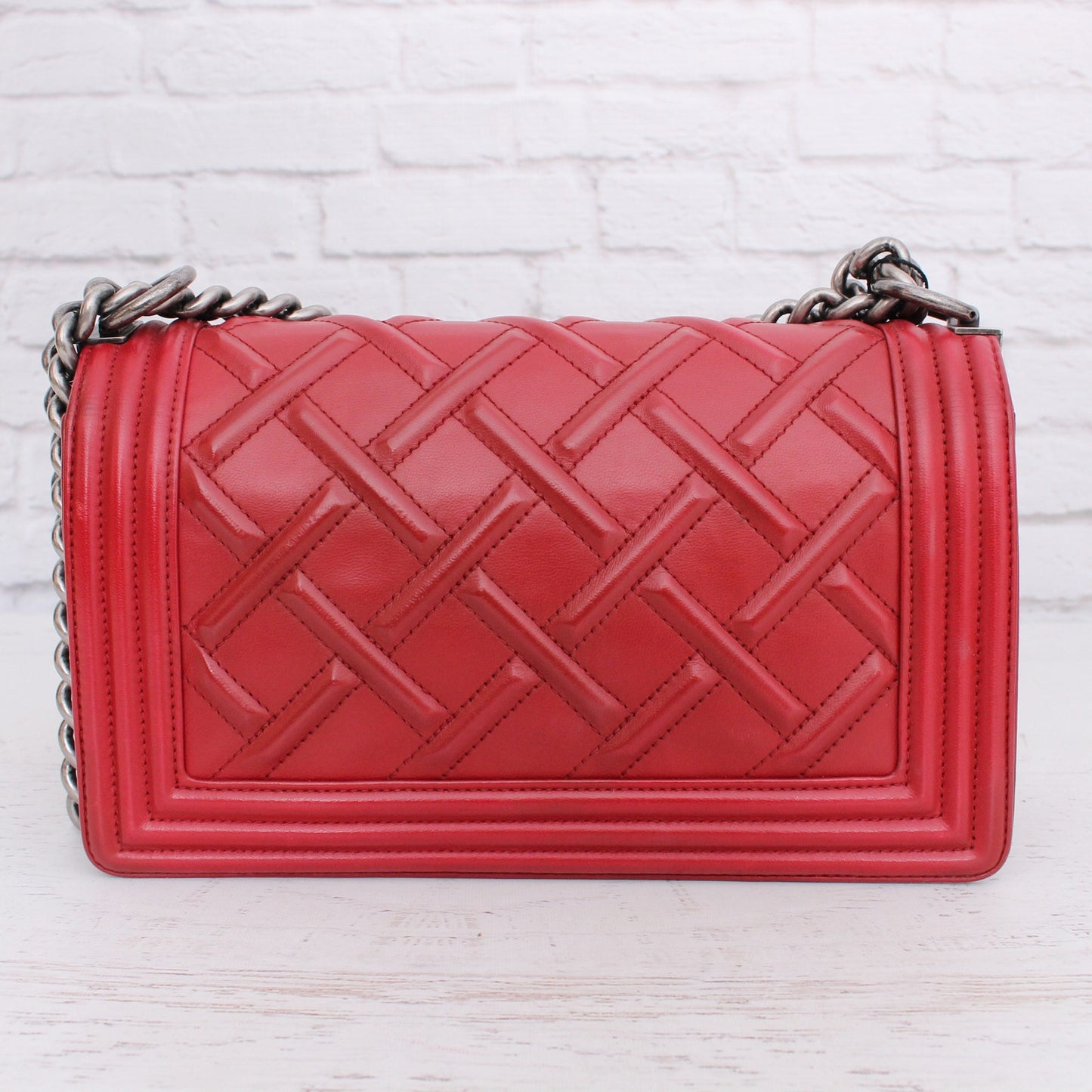 Chanel Boy Bag Limited Edition Chateau Celtic Red Calfskin Crossbody Bag A5090