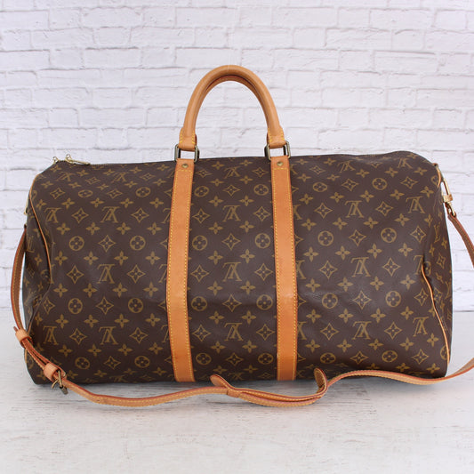 Louis Vuitton Keepall Bandouliere 55 Messenger Monogram Brown Travel