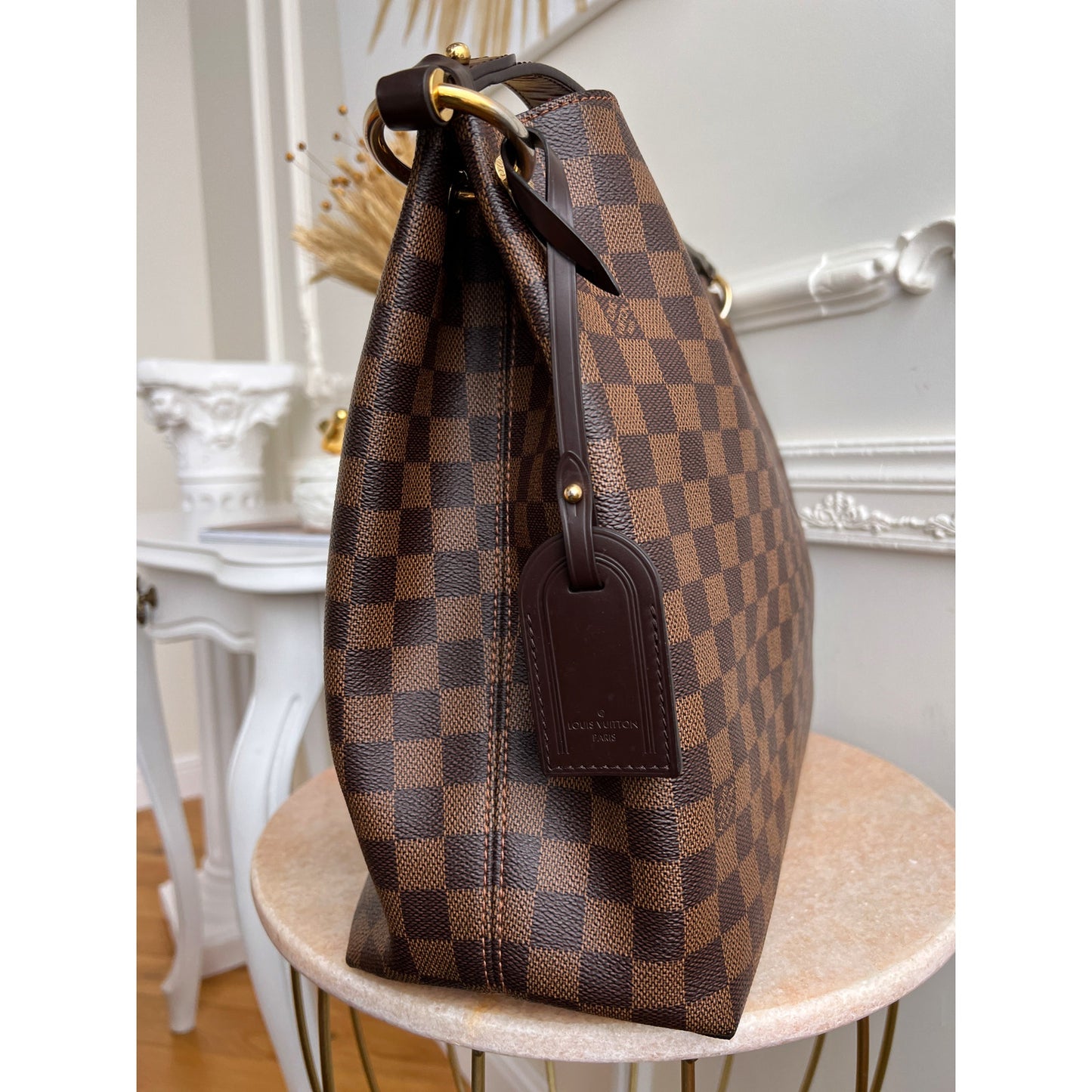 Authentic Louis Vuitton Graceful GM Damier Ebene Tote Shoulder Bag