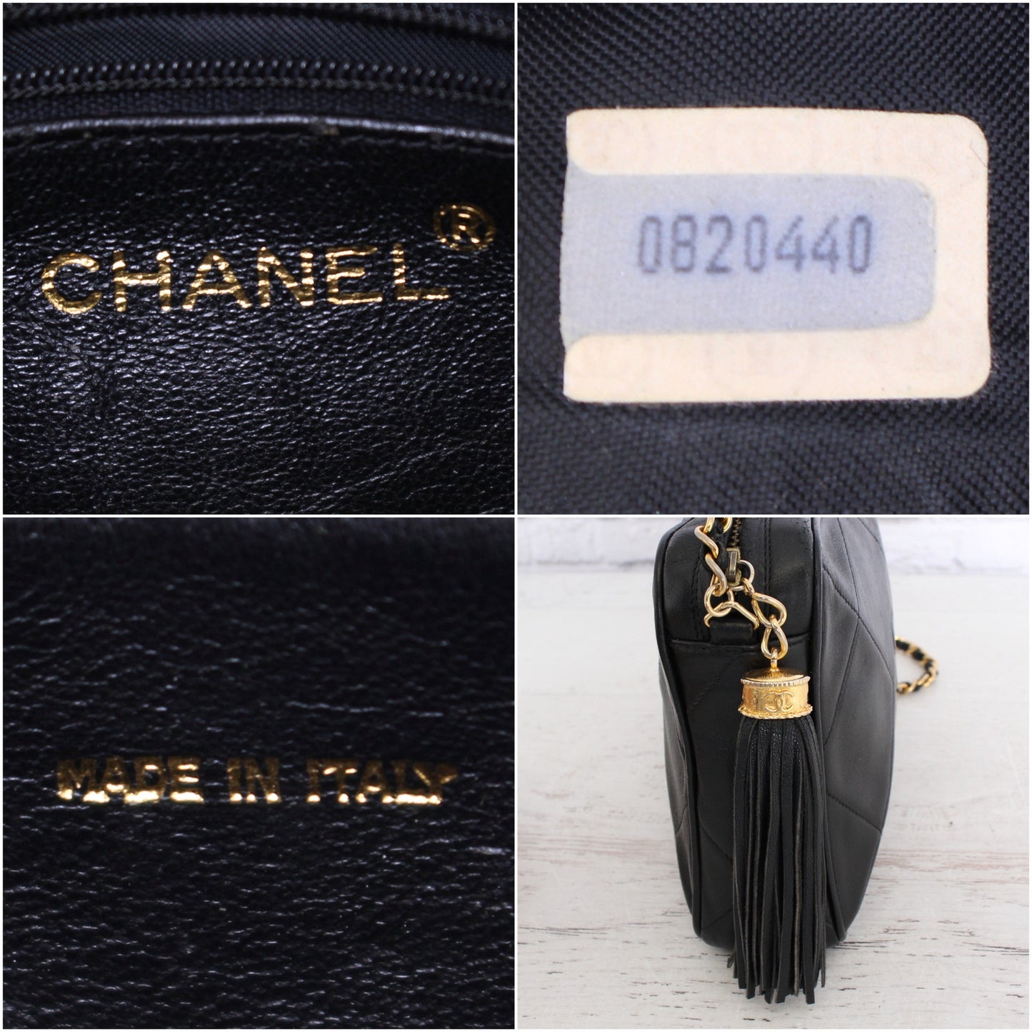 Chanel Diamond CC Black Quilted Lambskin Leather Camera Bag