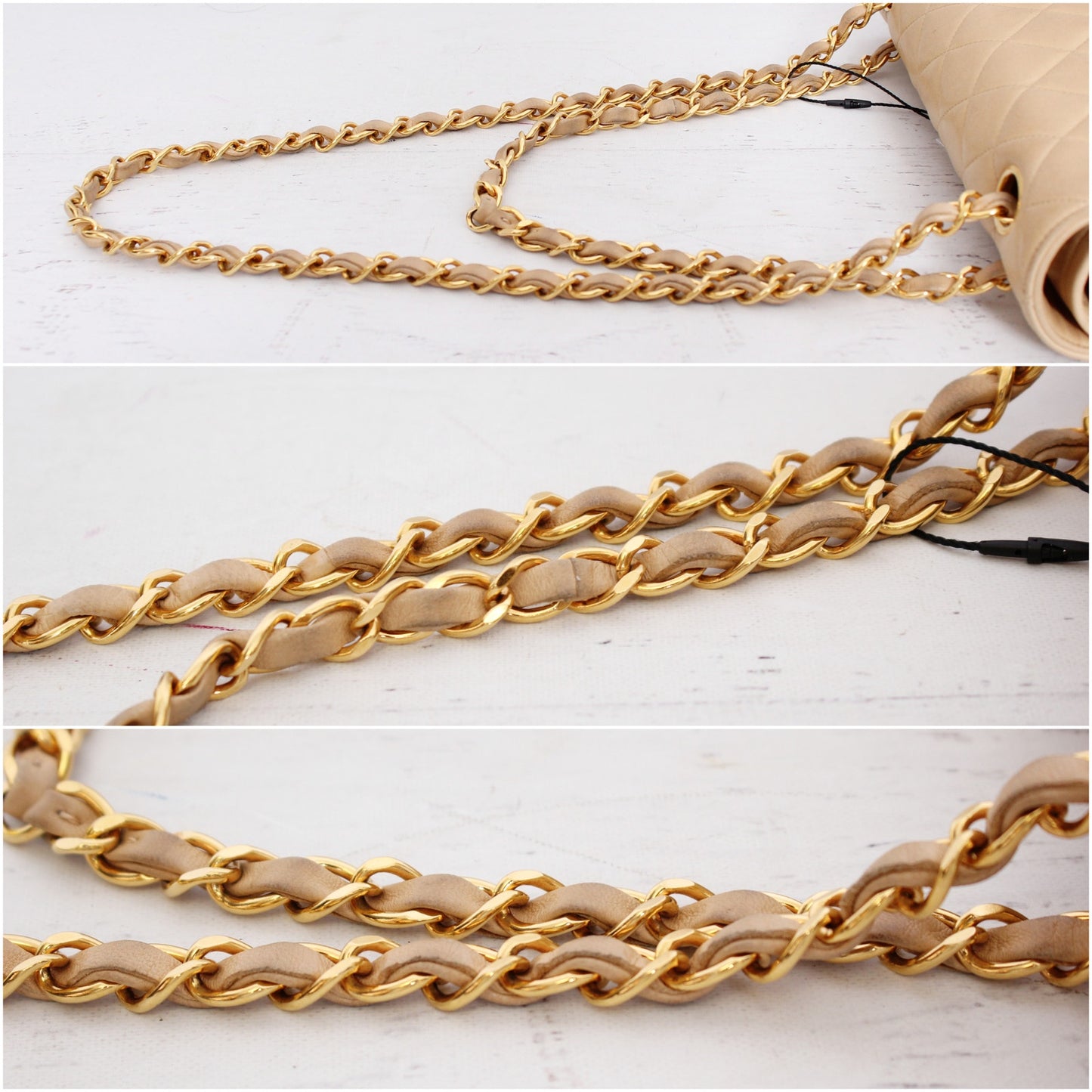 Chanel Paris Limited Two Tone Double Flap Beige Lambskin Leather Shoulder A4710