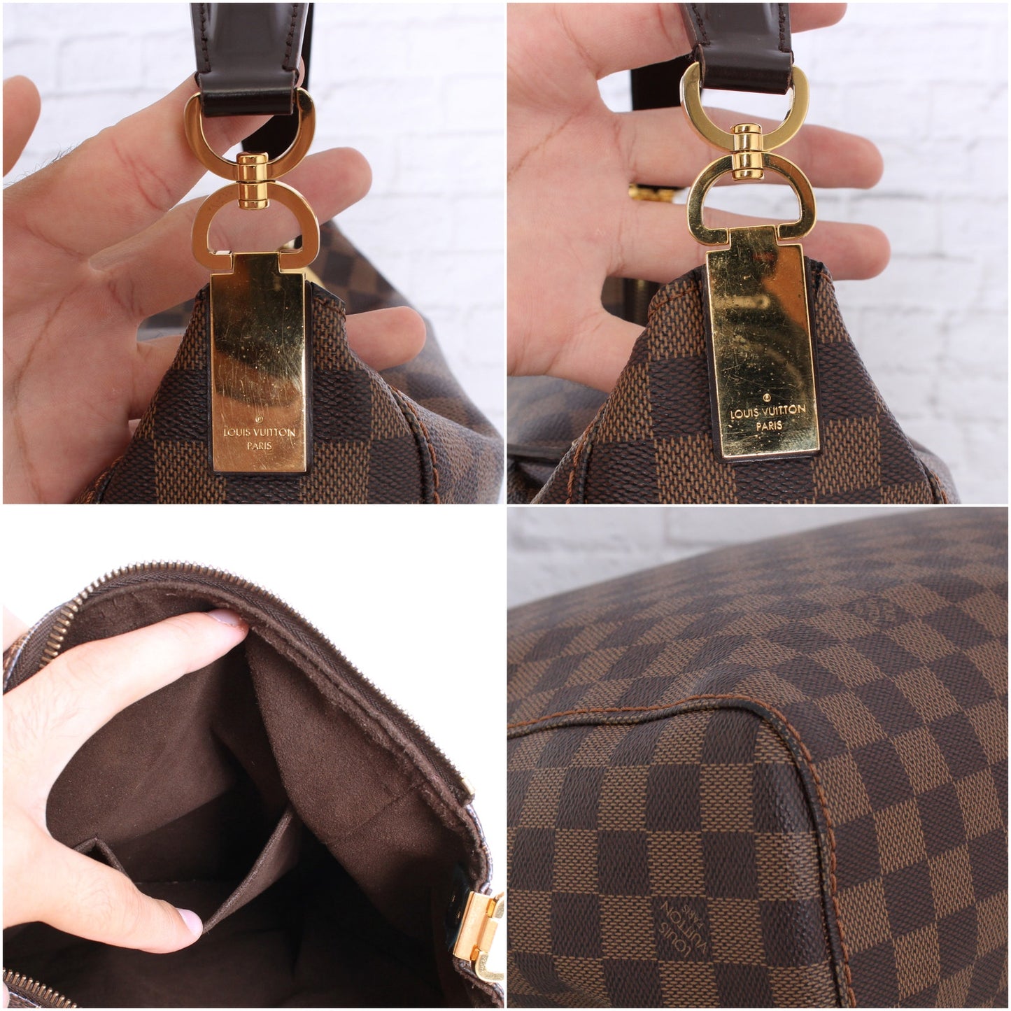 Louis Vuitton Portobello GM Damier Ebene Leather Shoulder Bag