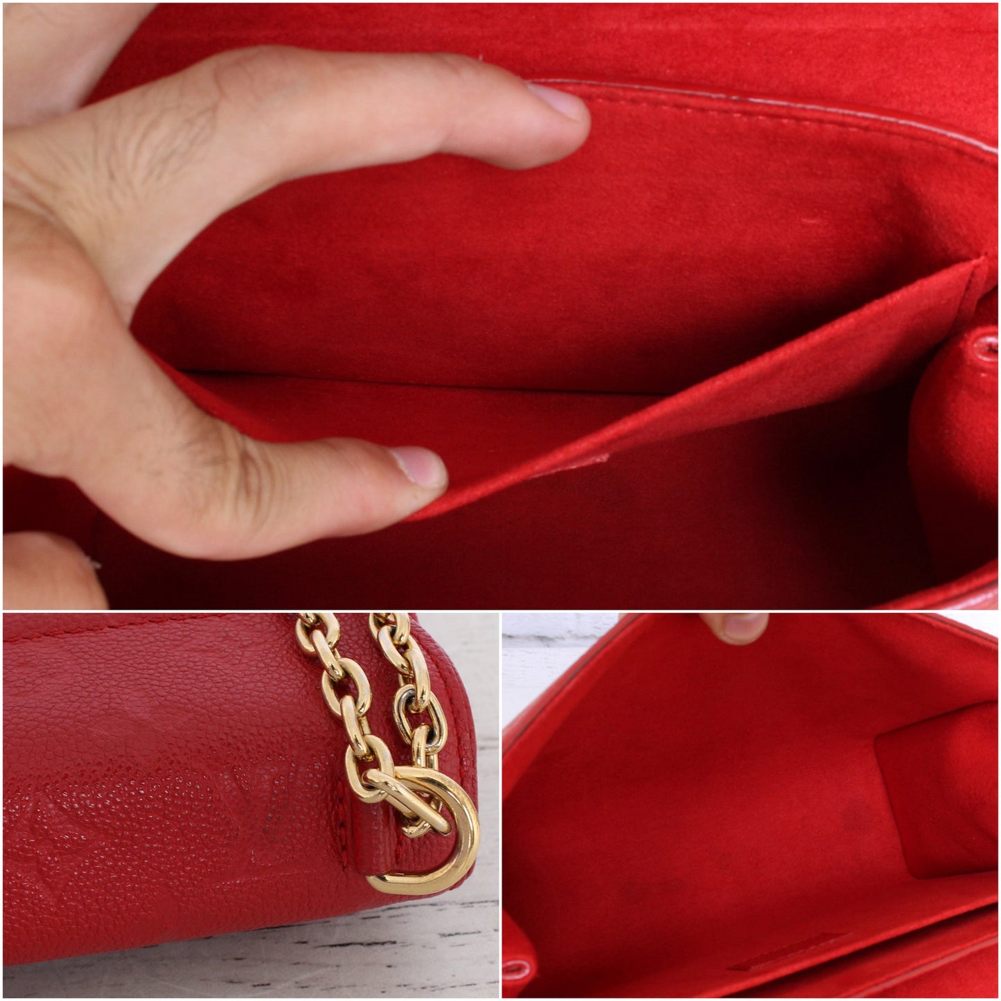 Louis Vuitton Saint Sulpice PM Red Empreinte Chain Shoulder Crossbody