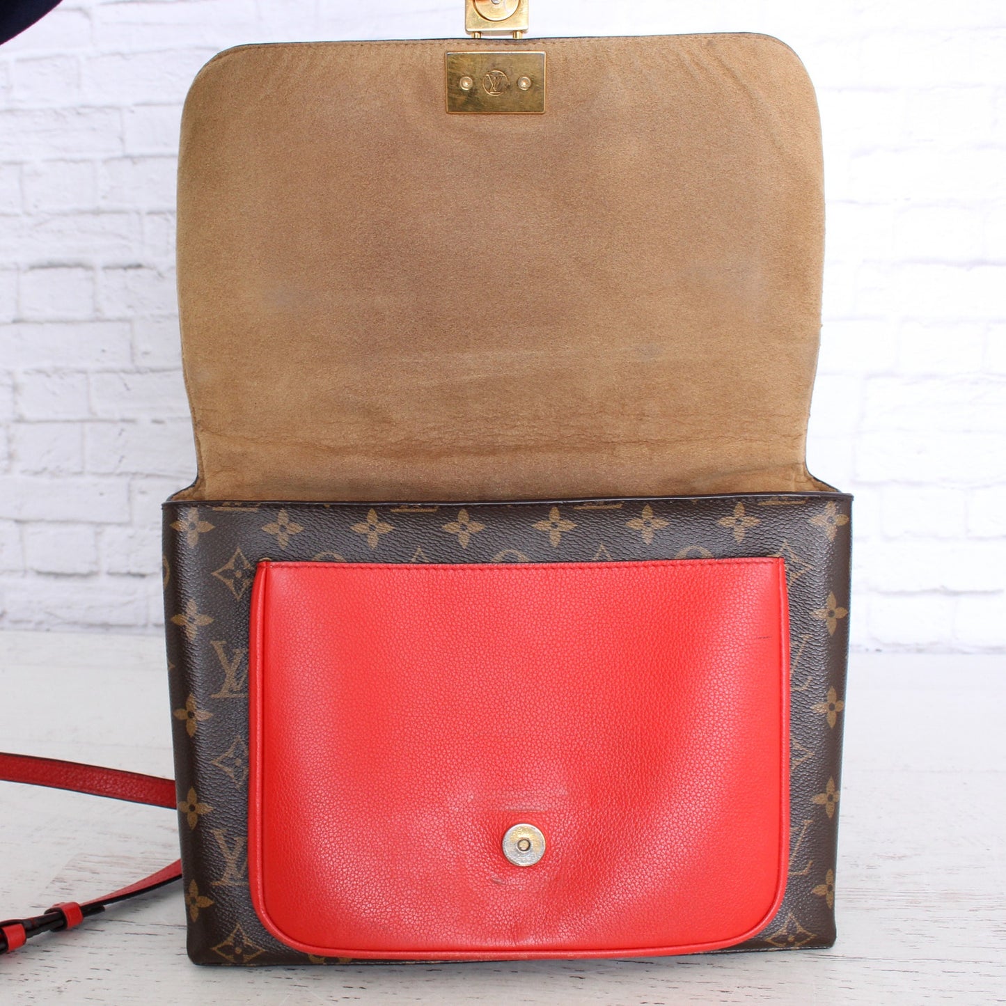 Louis Vuitton Marignan Monogram Leather Crossbody & Satchel Red