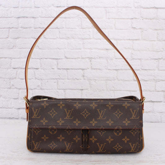 Louis Vuitton Viva Cite MM Monogram Shoulder Bag Tote Brown Handbag Purse A2621