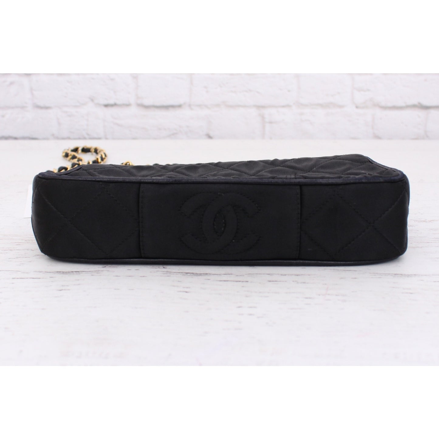 Chanel Single Flap Black Sating Nylon Shoulder Bag Purse Handbag A4838