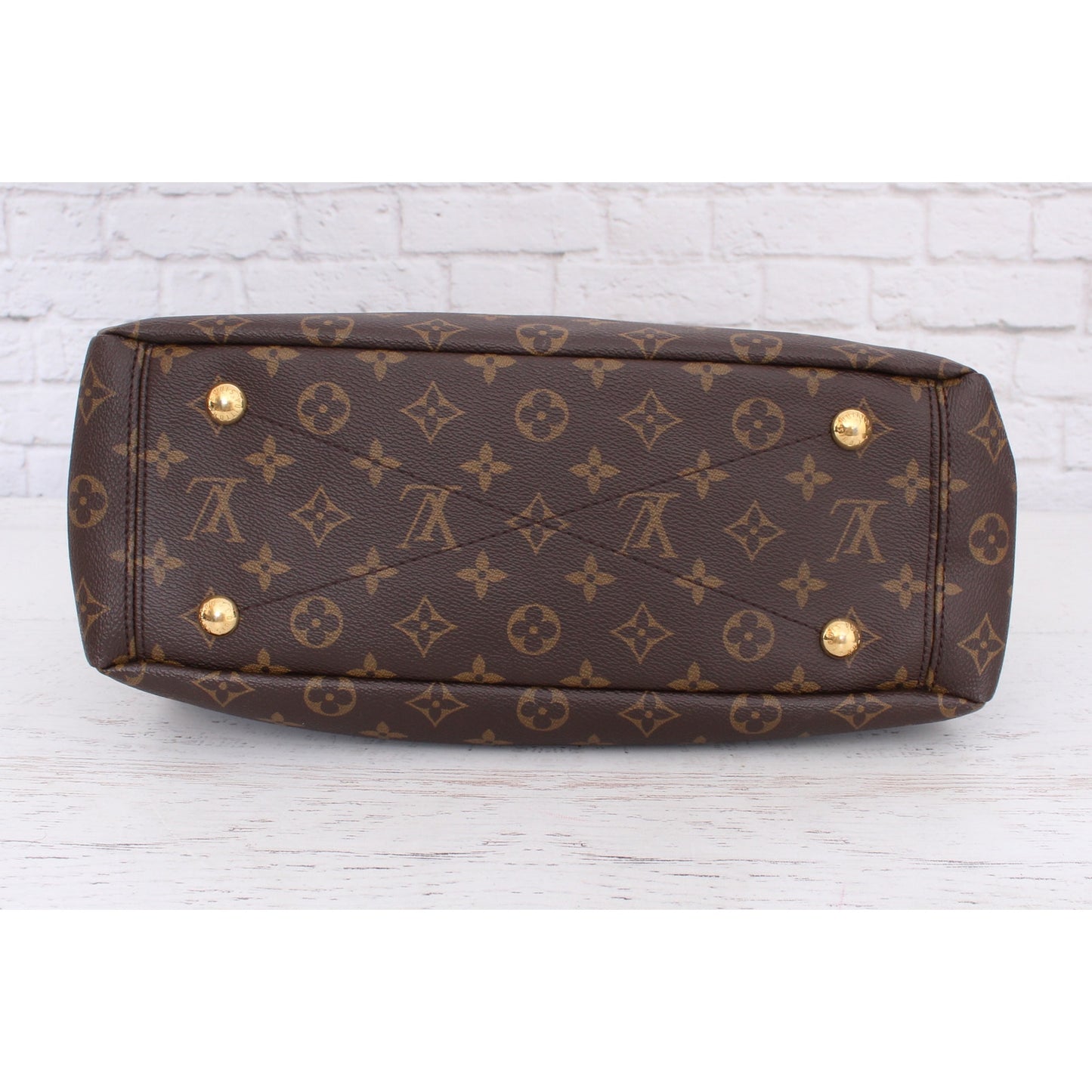 Louis Vuitton Pallas Cerise MM Monogram Shoulder Brown Satchel Purse Tote A3530