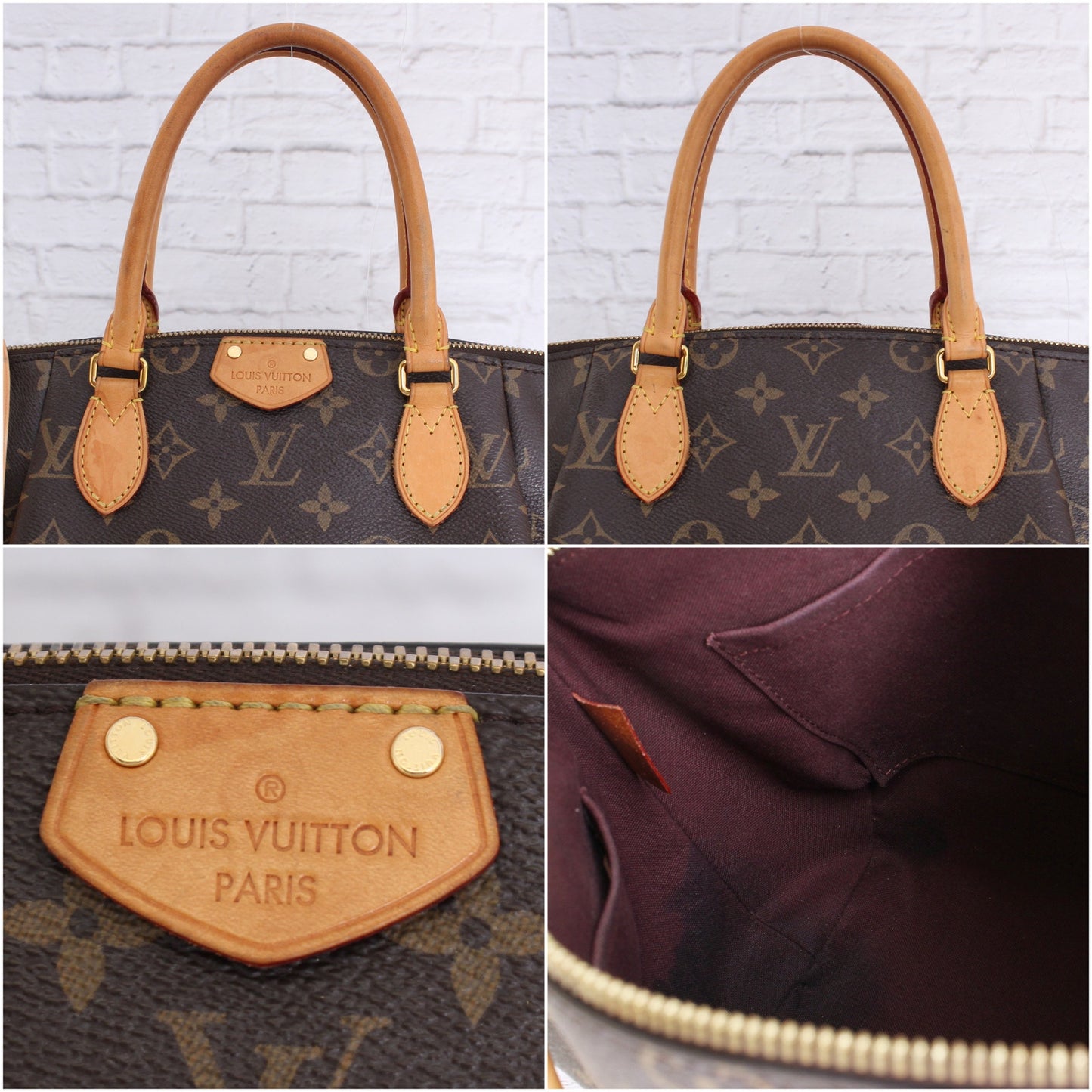 Louis Vuitton Turenne PM Monogram Crossbody Purse Canvas Satchel Brown