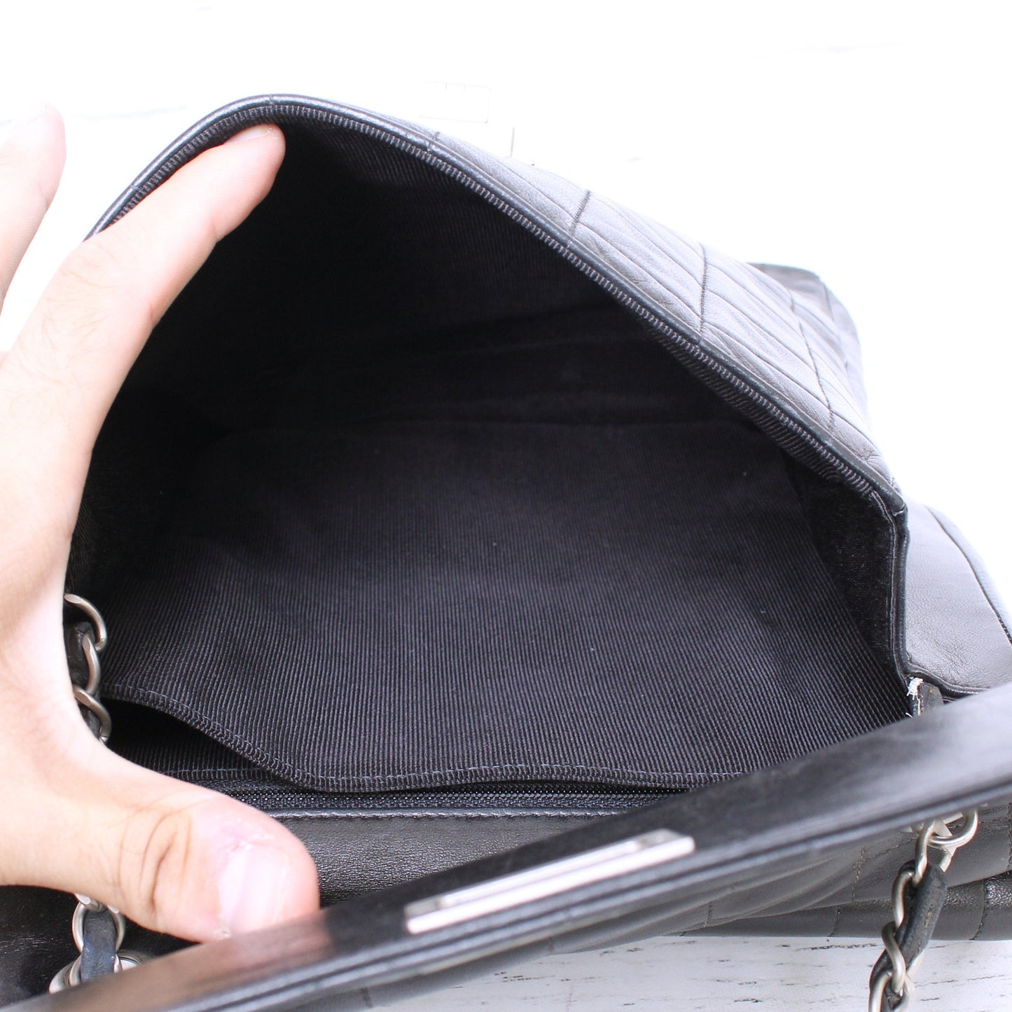 Chanel Chocolate Bar Multi Pocket Black Lambskin Leather Crossbody Purse A2904