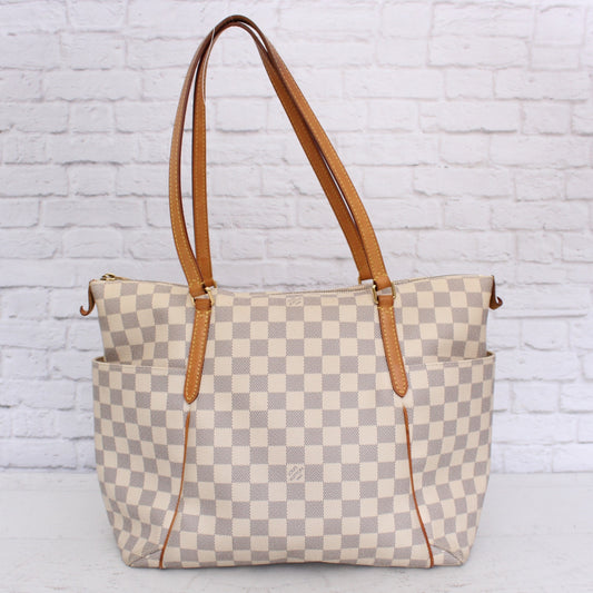 Louis Vuitton Totally MM Damier Azur Tote Shoulder Purse Handbag Leather A5631