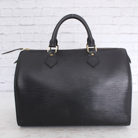 Louis Vuitton Speedy 30 Black Epi Satchel Purse Bag Handbag Large Tote