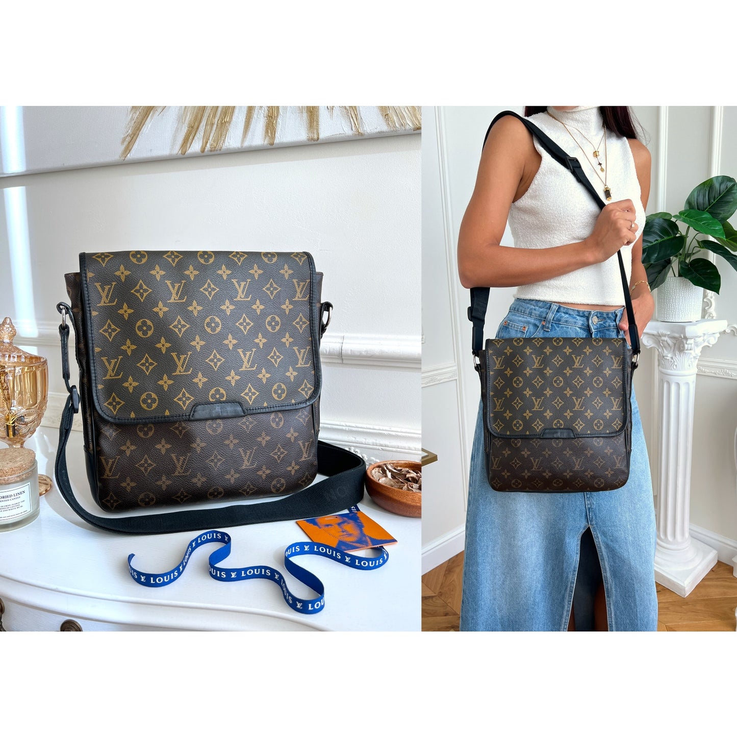 Authentic Louis Vuitton Macassar Bass MM Shoulder Crossbody Monogram