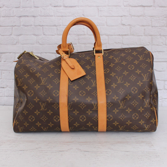 Louis Vuitton Keepall Boston 45 Monogram Duffle Bag Travel Handbag A5003