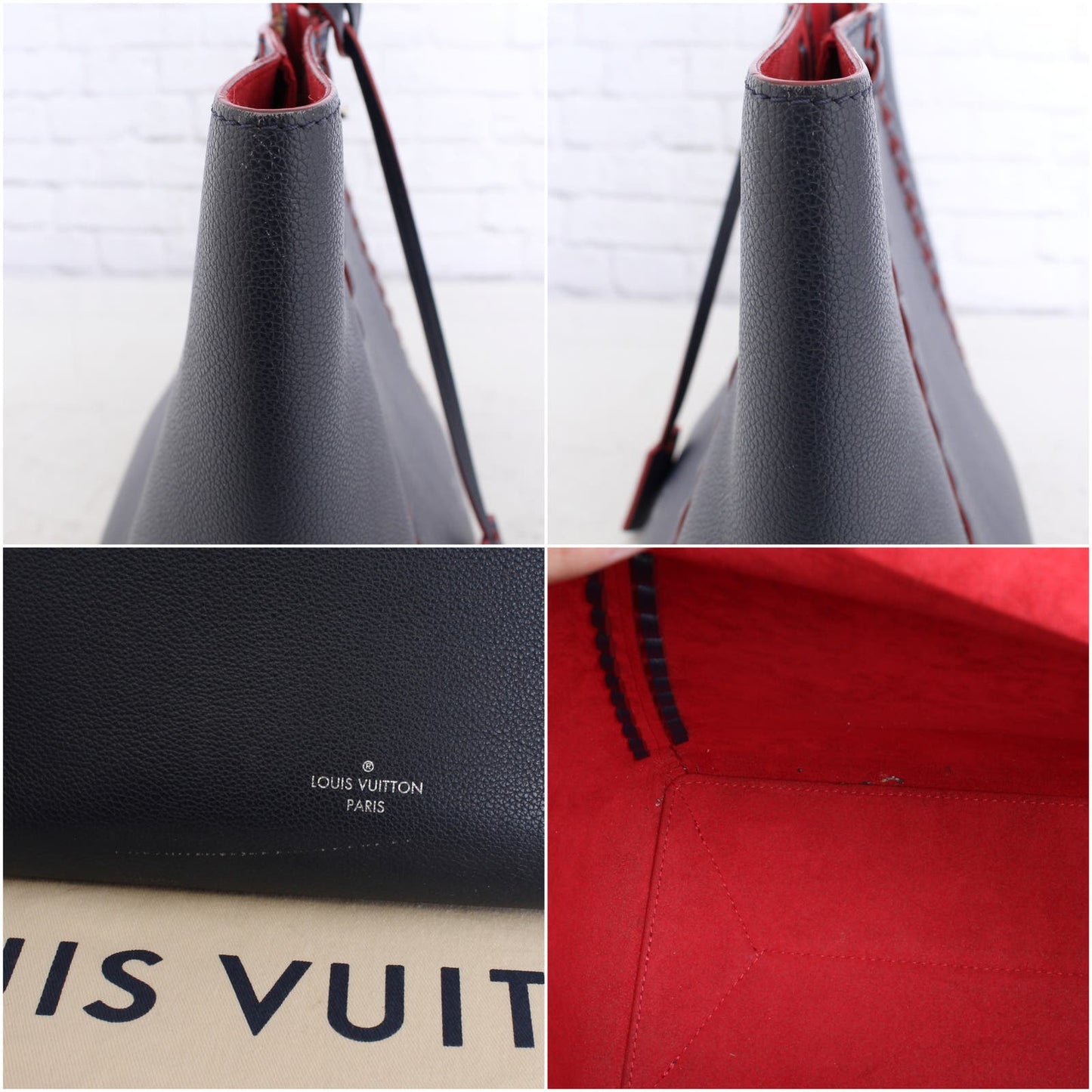 Louis Vuitton Marine Rouge Taurillon Lockme Cabas Tote Navy Leather LV