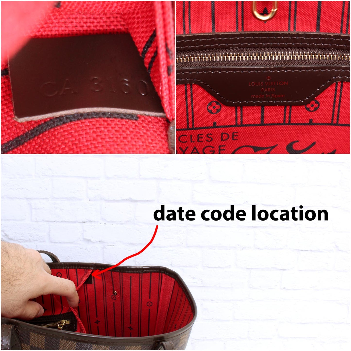 Louis Vuitton Neverfull MM Damier Ebene Cherry Tote