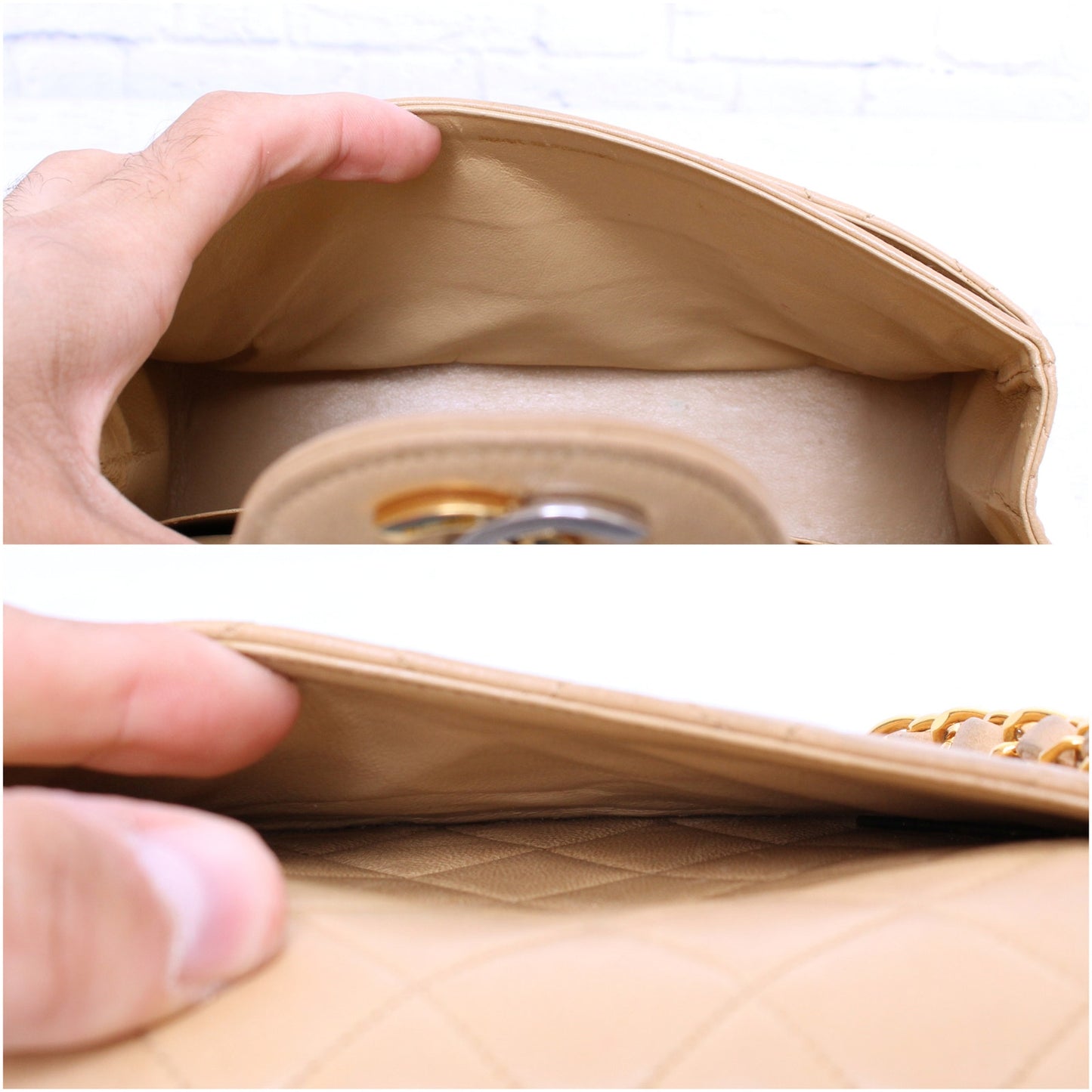 Chanel Paris Limited Two Tone Double Flap Beige Lambskin Leather Shoulder A4710