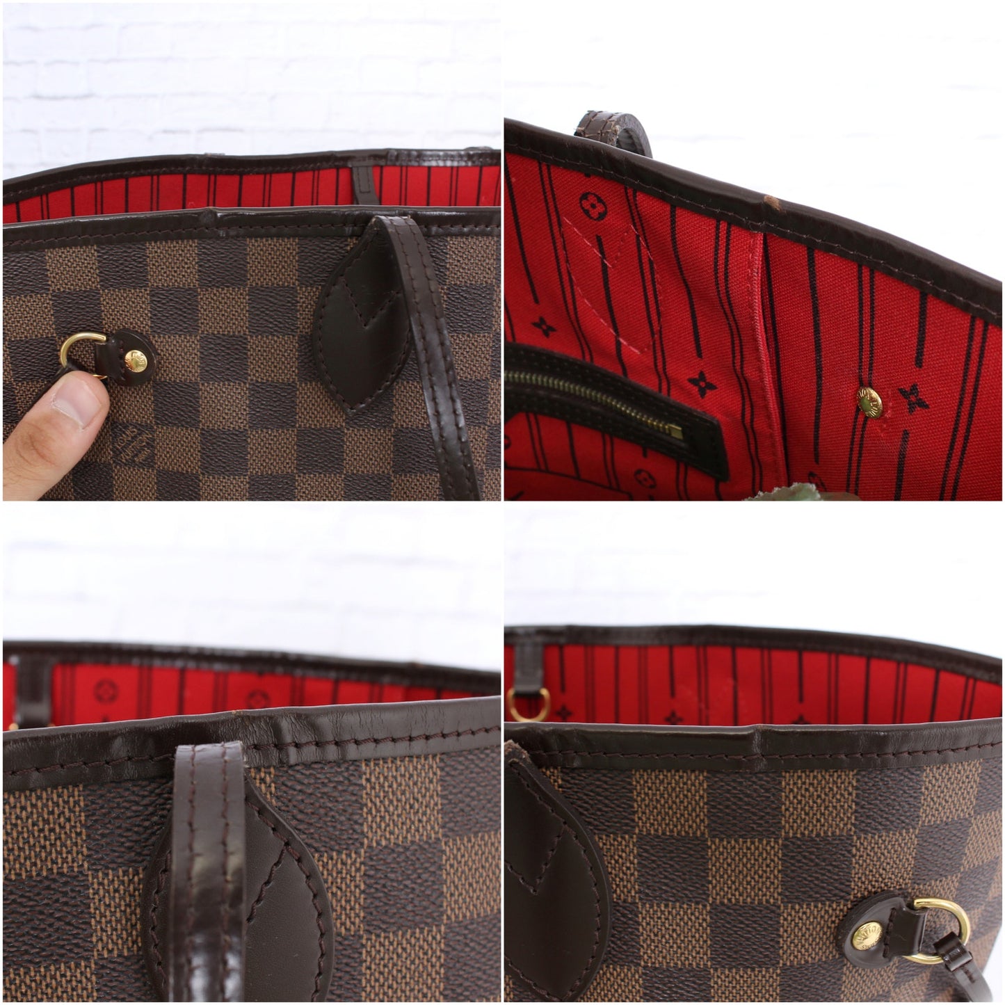 Louis Vuitton Neverfull MM Damier Ebene Leather Tote