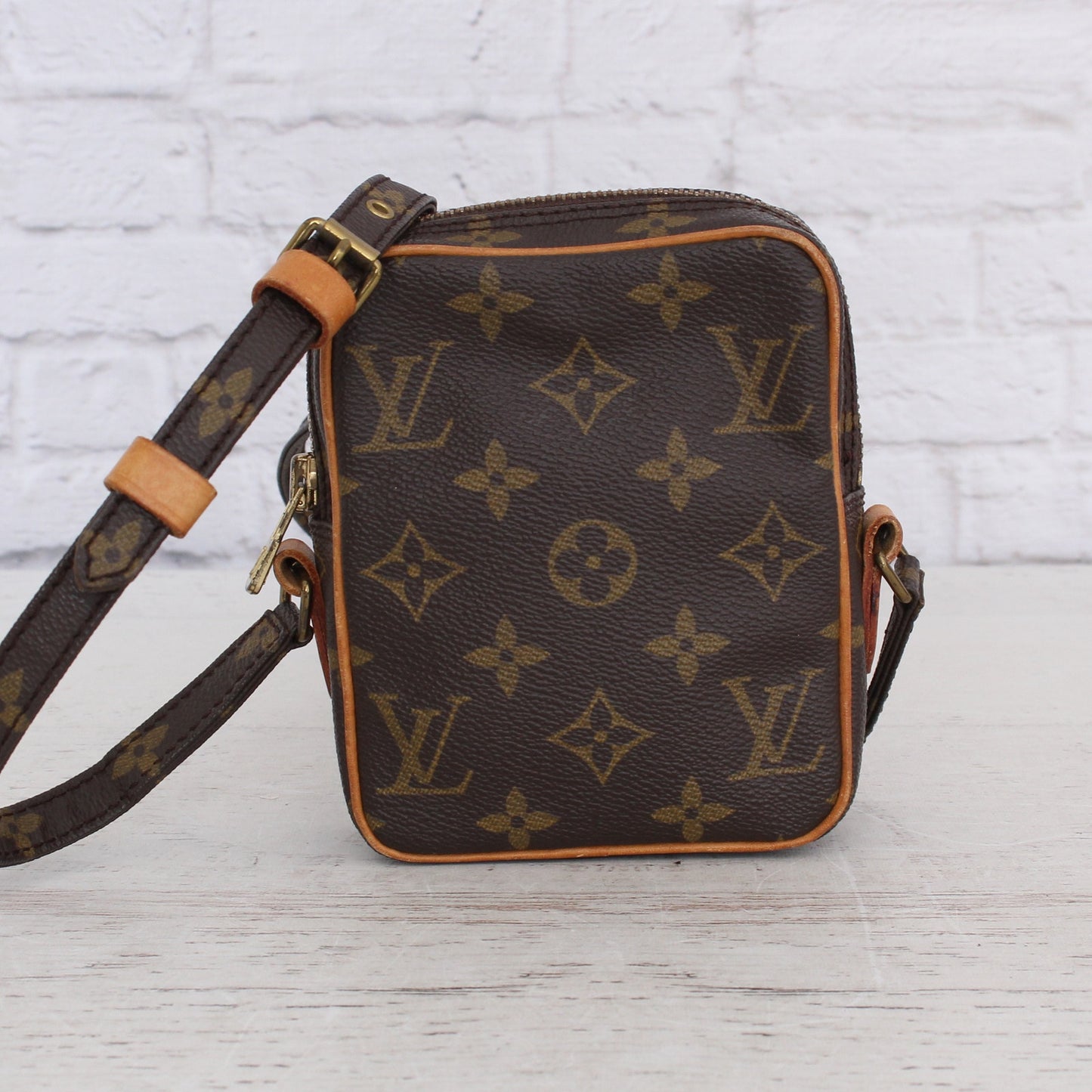 Louis Vuitton Mini Danube Crossbody Monogram Bag Shoulder Purse Leather