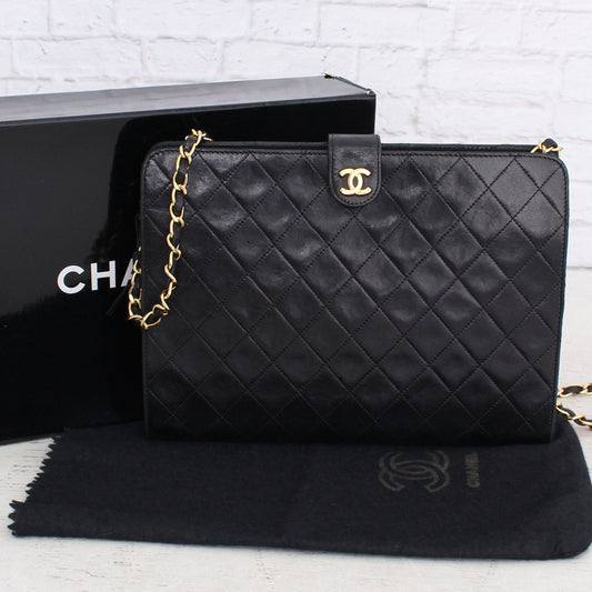 Chanel Interlocking Quilted Lambskin Vintage Black Bag