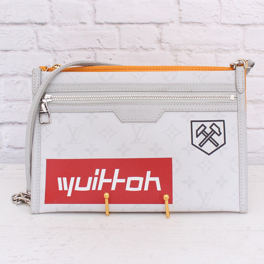 Louis Vuitton Double Flat Messenger Monogram Logo Story Crossbody Purse A3855